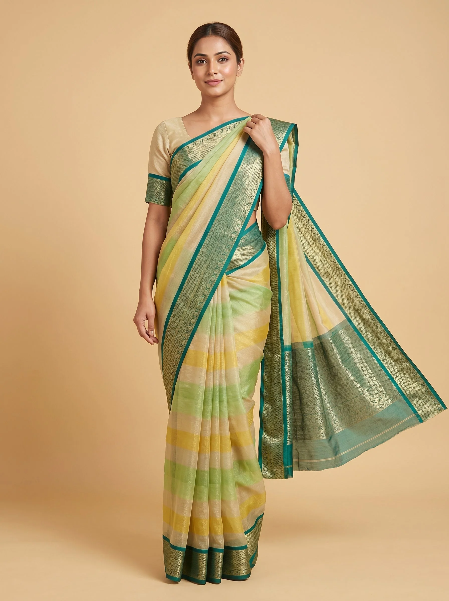 Beige Soft Finish Handloom Saree
