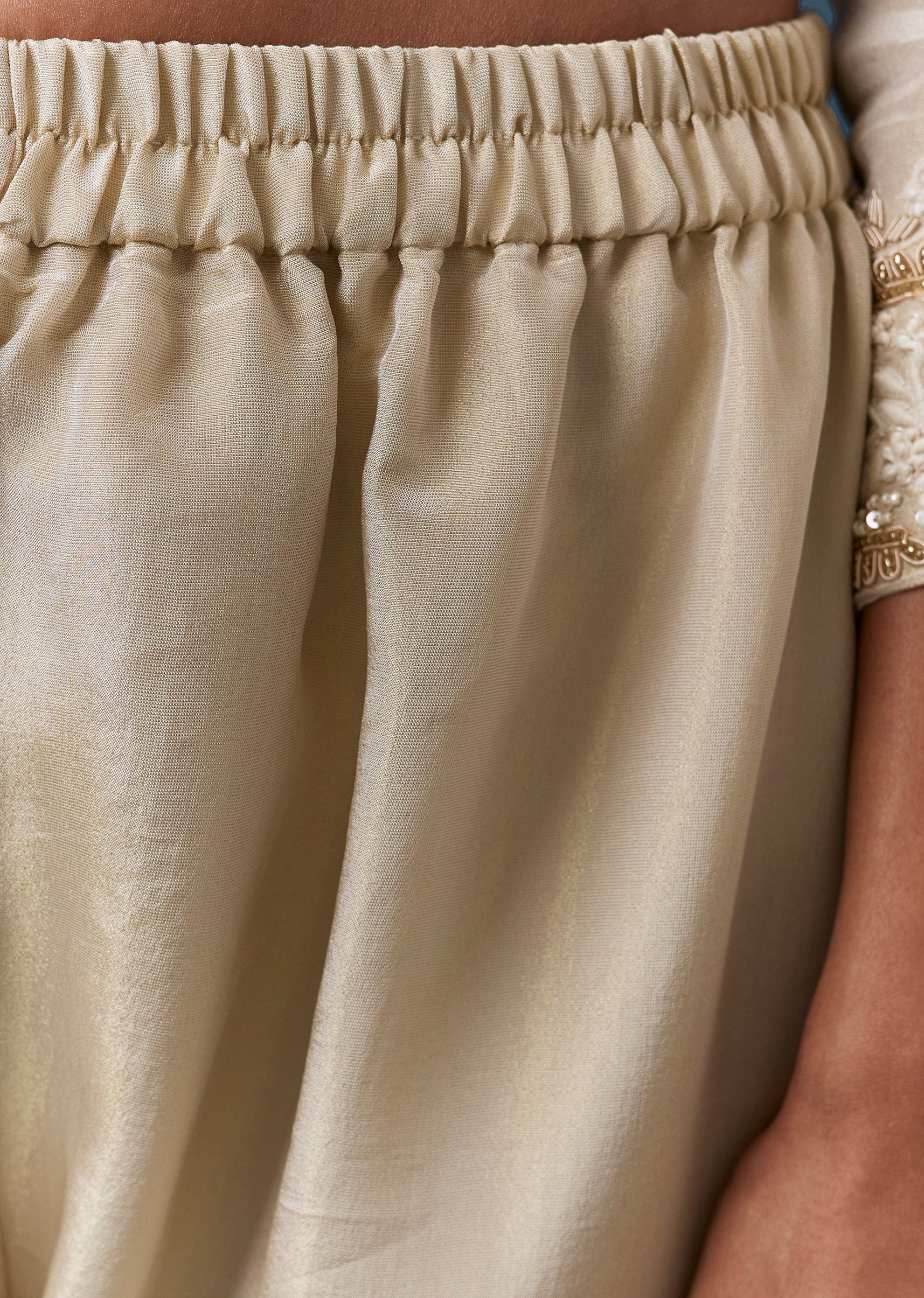 Beige Tissue Kurta Pant Set With Dupatta - Image 6