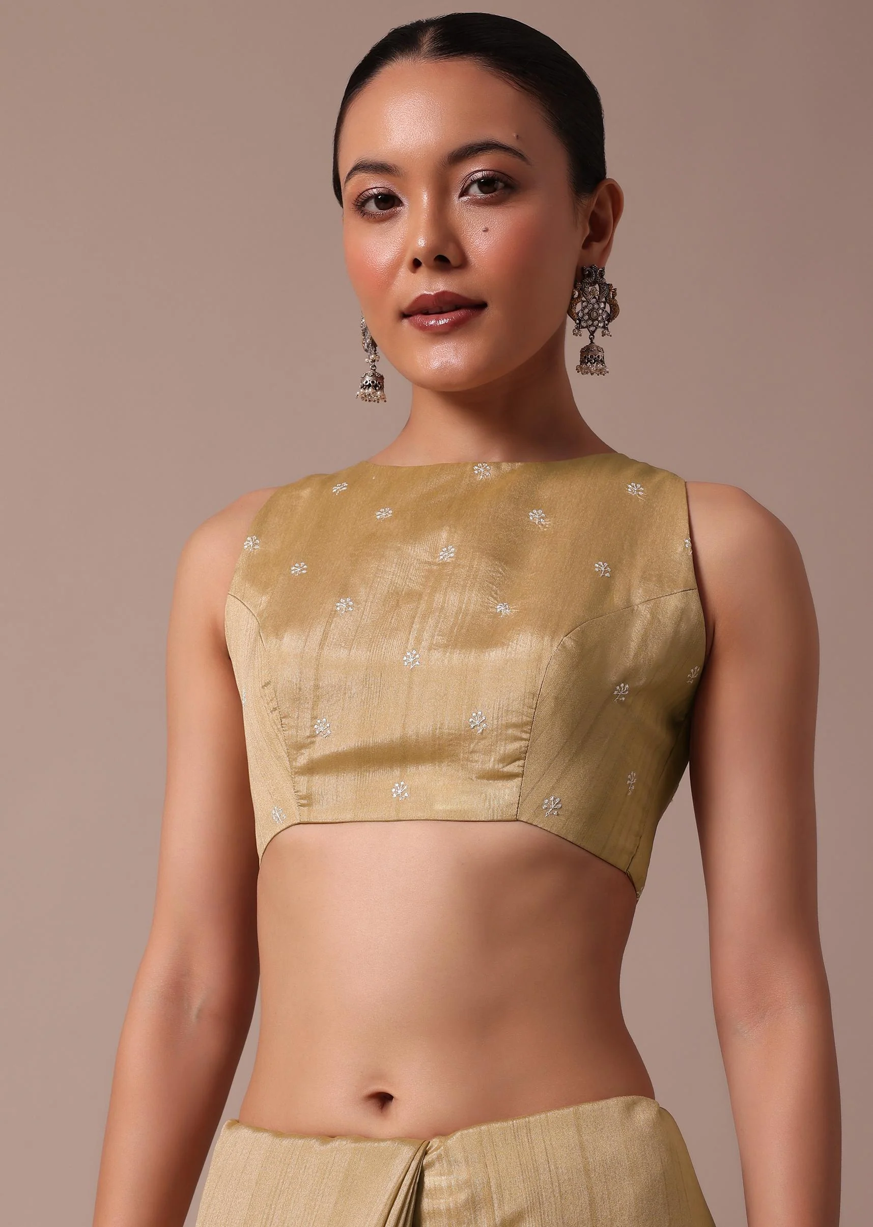Beige Tussar Saree With Unstitched Blouse - Image 7