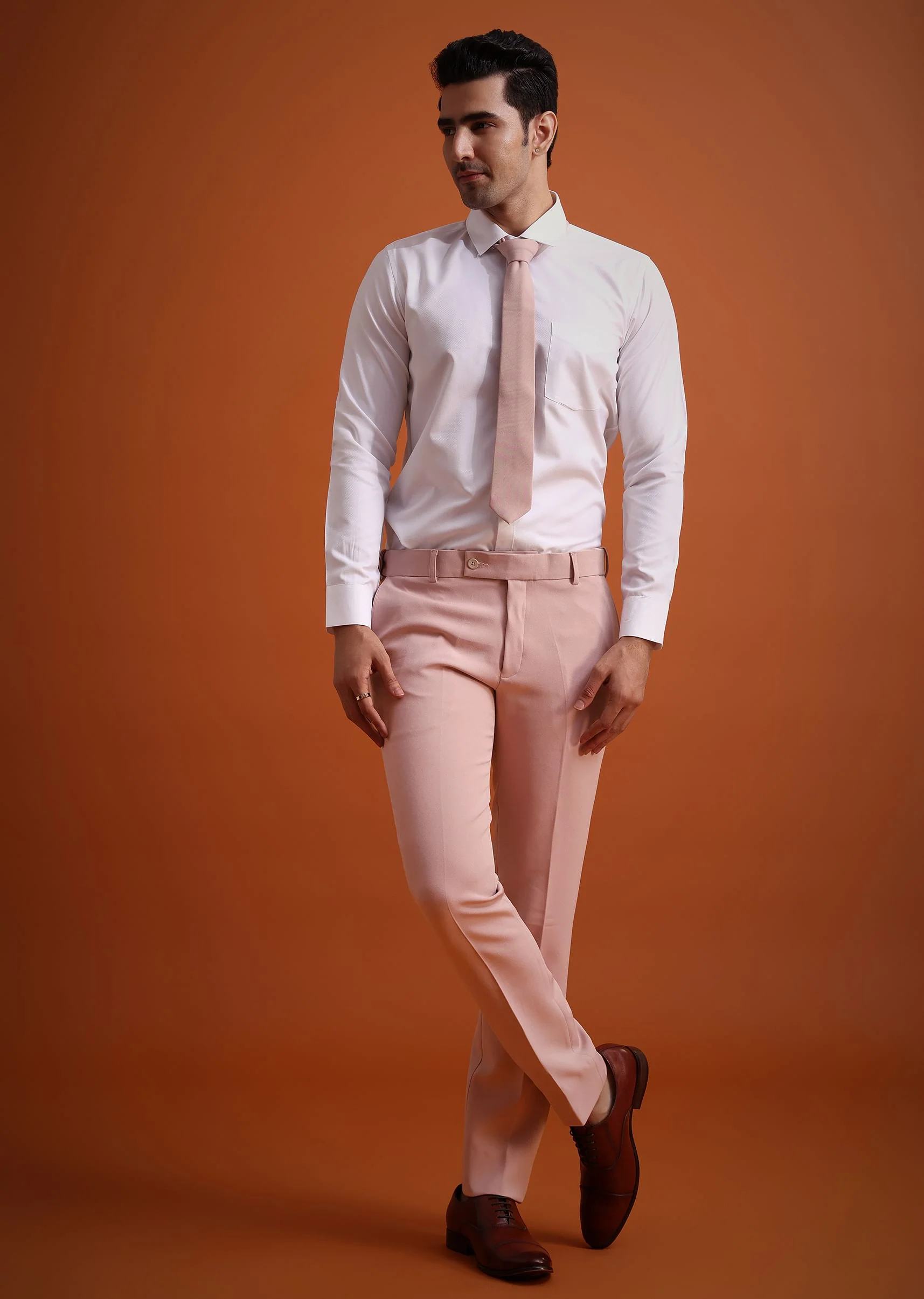Beige Tuxedo And Pant Set With Cutdana Embellishments - Image 7