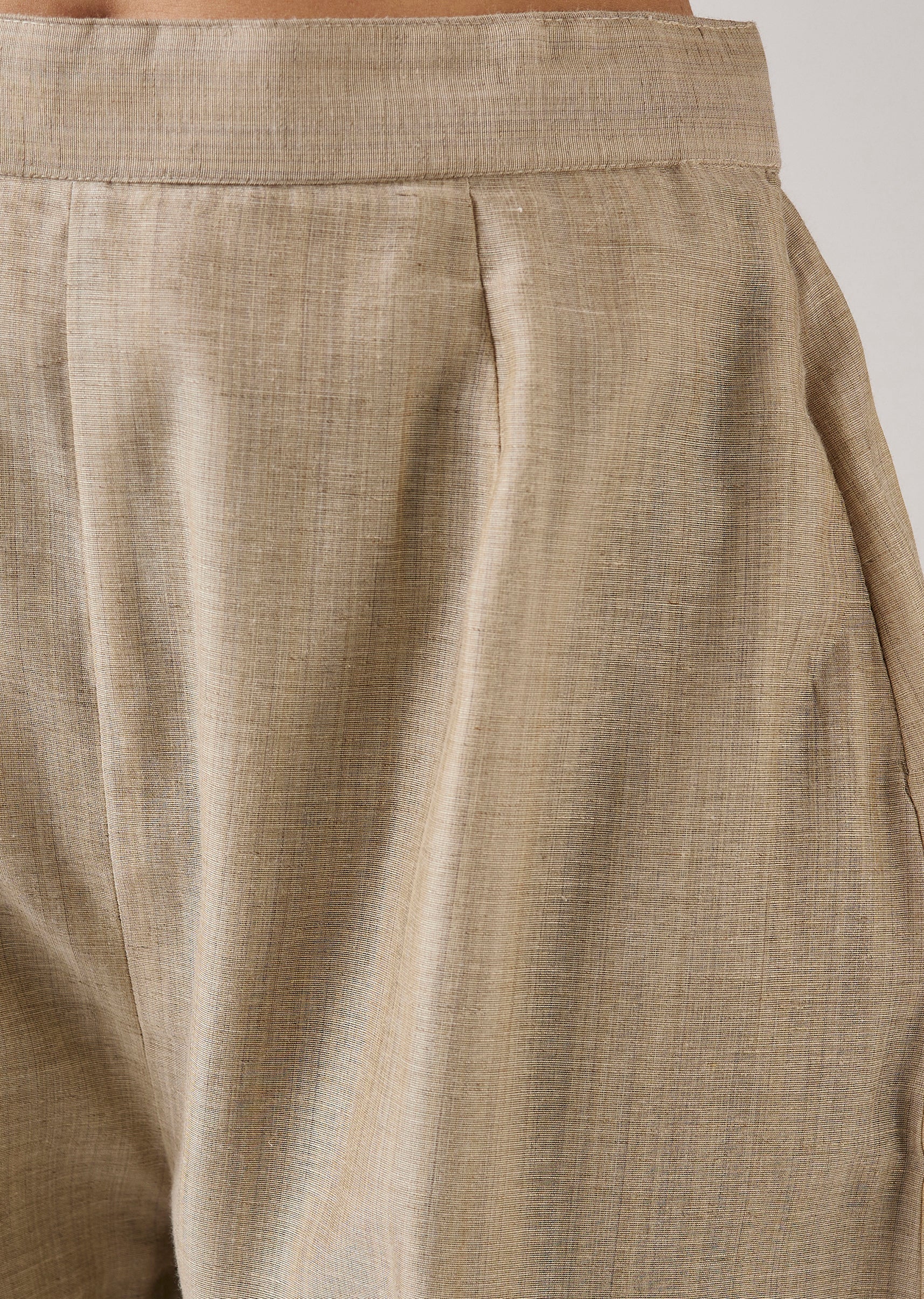 Beige Weaved Chanderi Kurta Set - Image 6