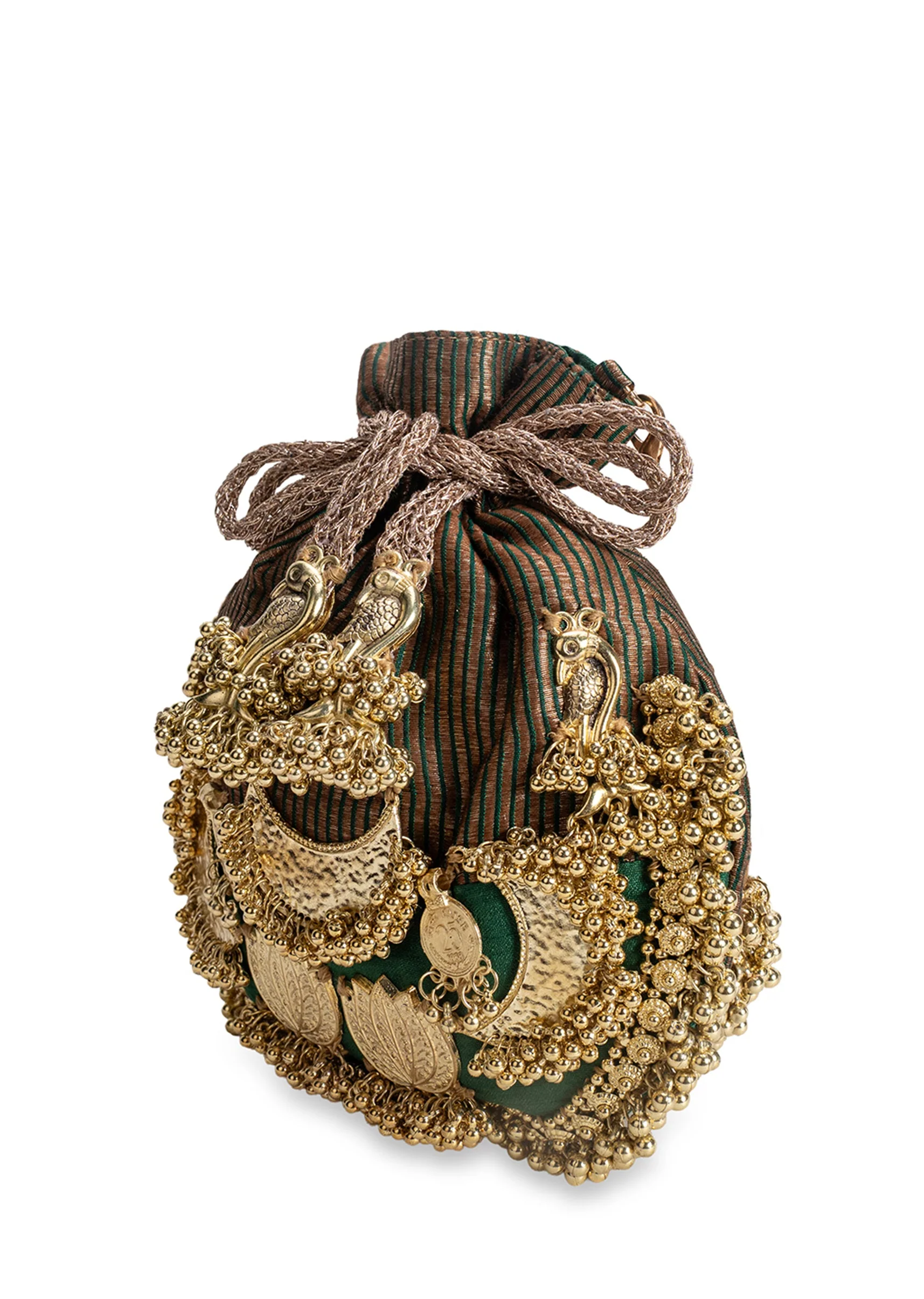 Black And Gold Cotton Potli Bag - Image 4