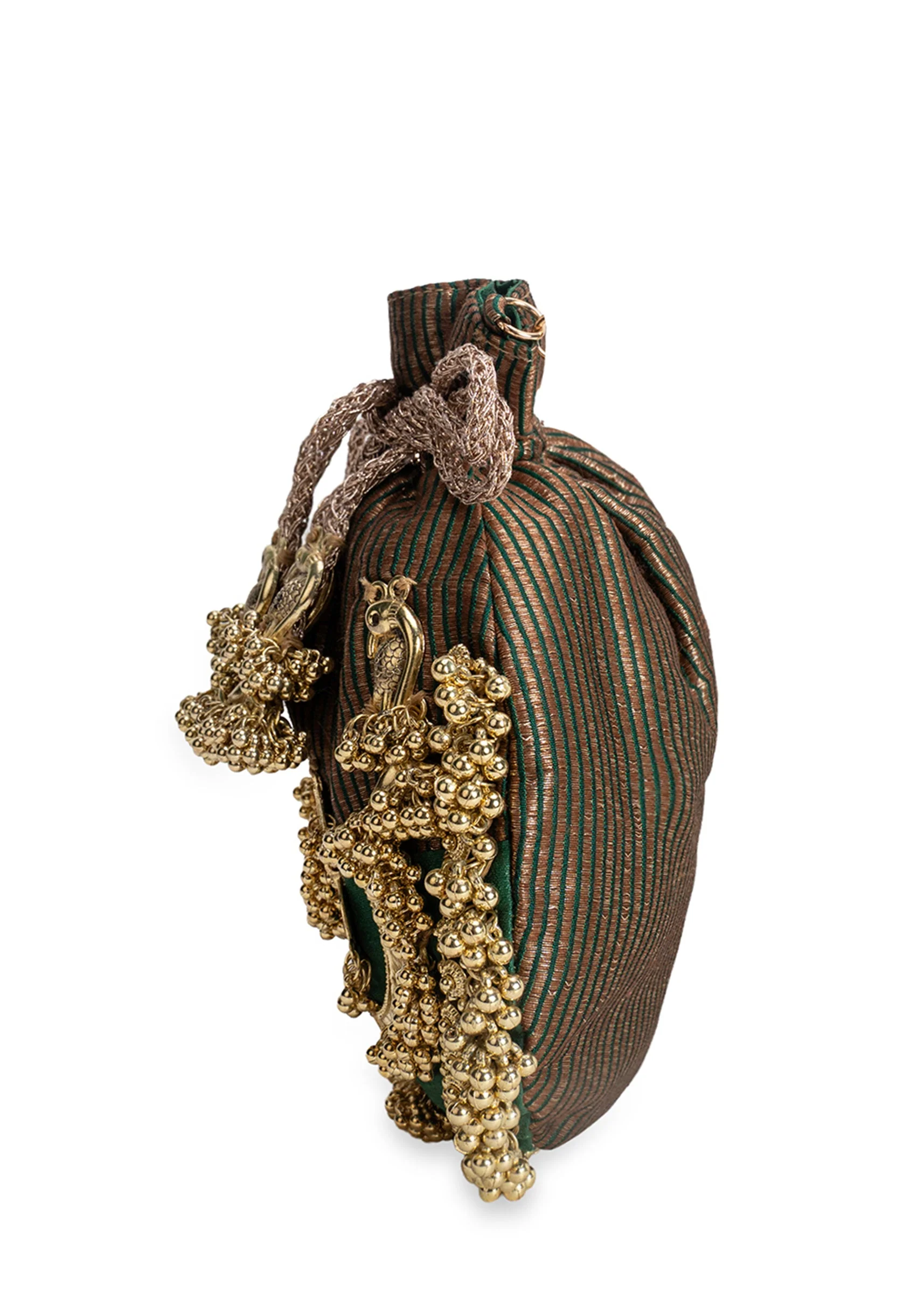 Black And Gold Cotton Potli Bag - Image 5