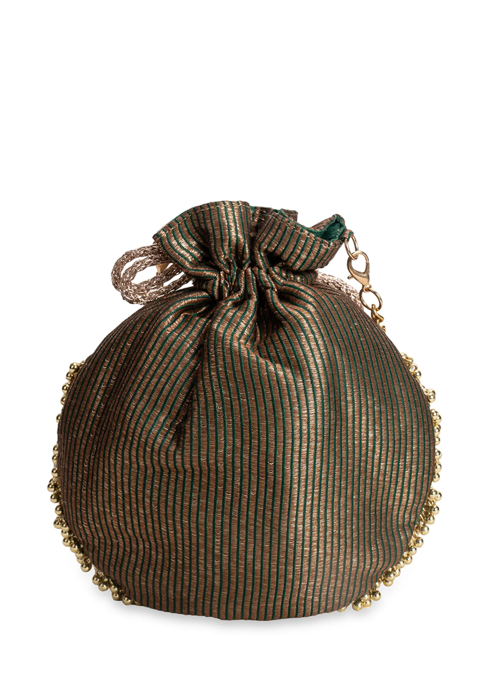 Black And Gold Cotton Potli Bag - Image 6