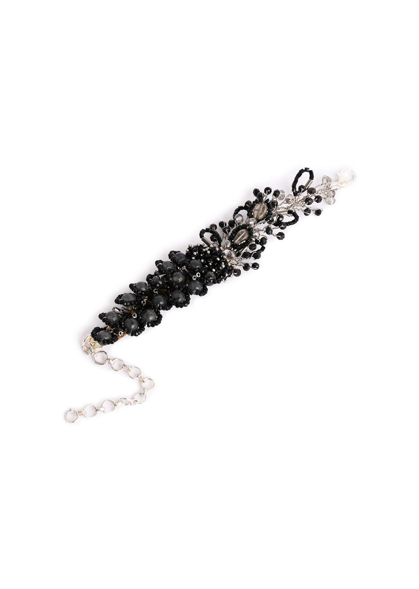 black and grey cocktail adjustable handmade bracelet for women - Image 2