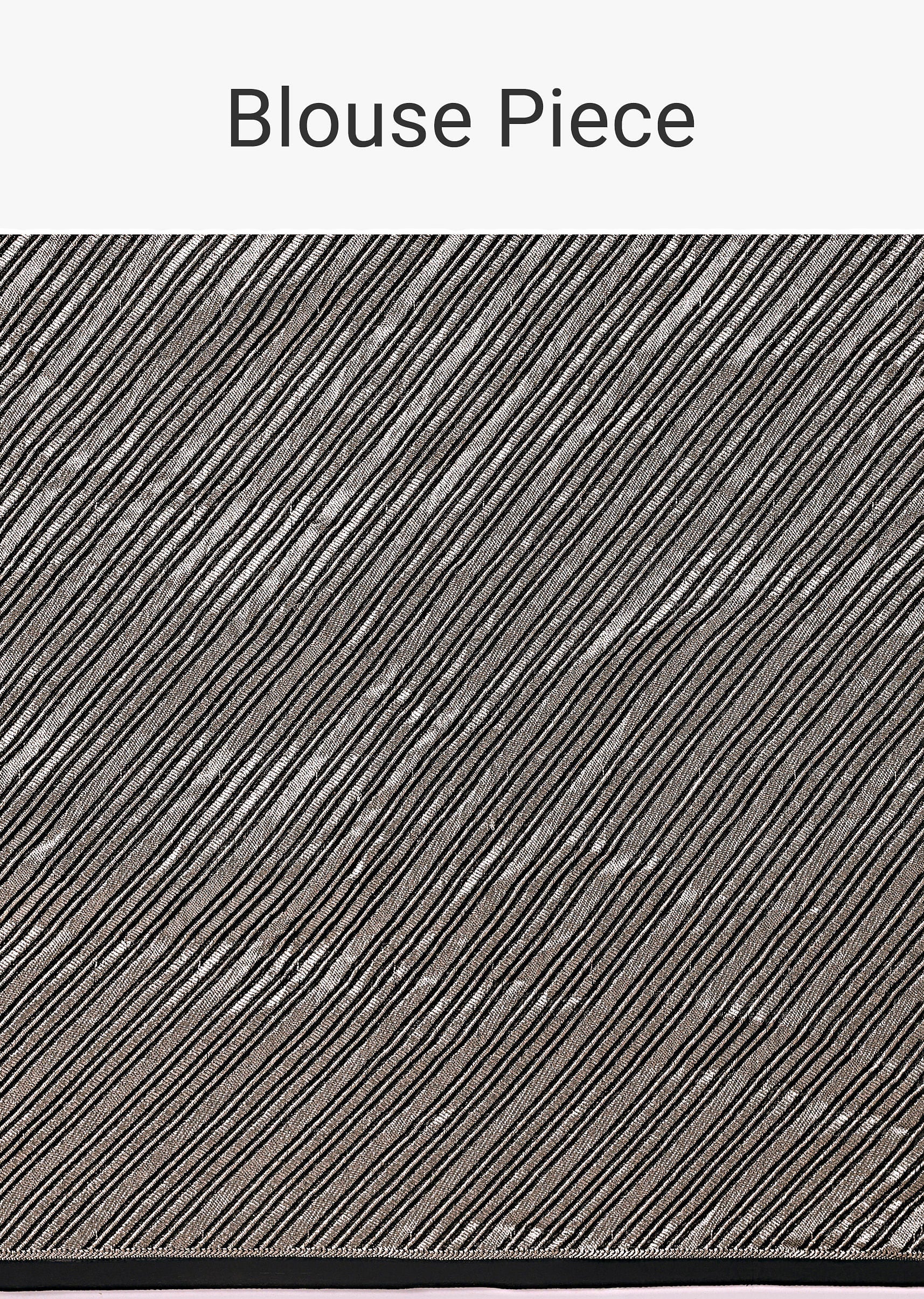 Black And Silver Half Striped Chanderi Saree And Stitched Blouse - Image 9