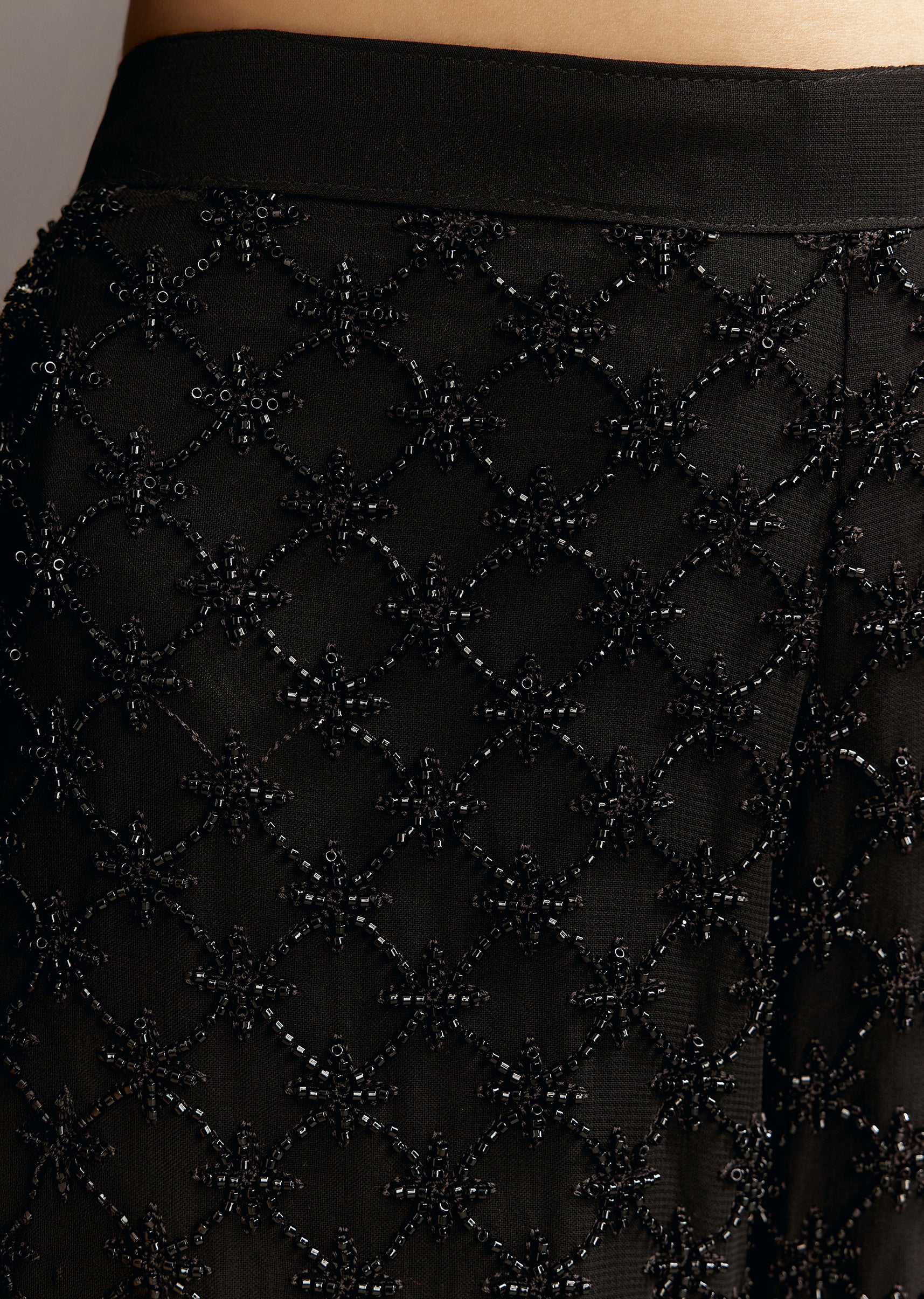 Black Beads Work Georgette Kurta With Fully Beaded Pant - Image 6