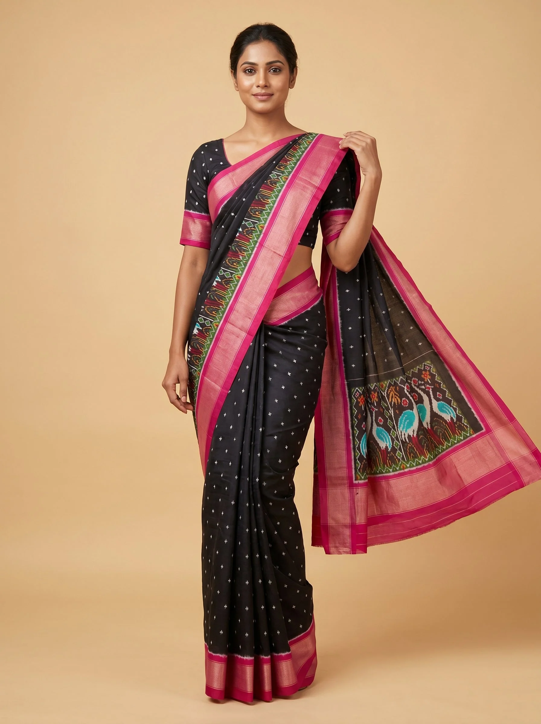 Black Bold Tone Handloom Saree