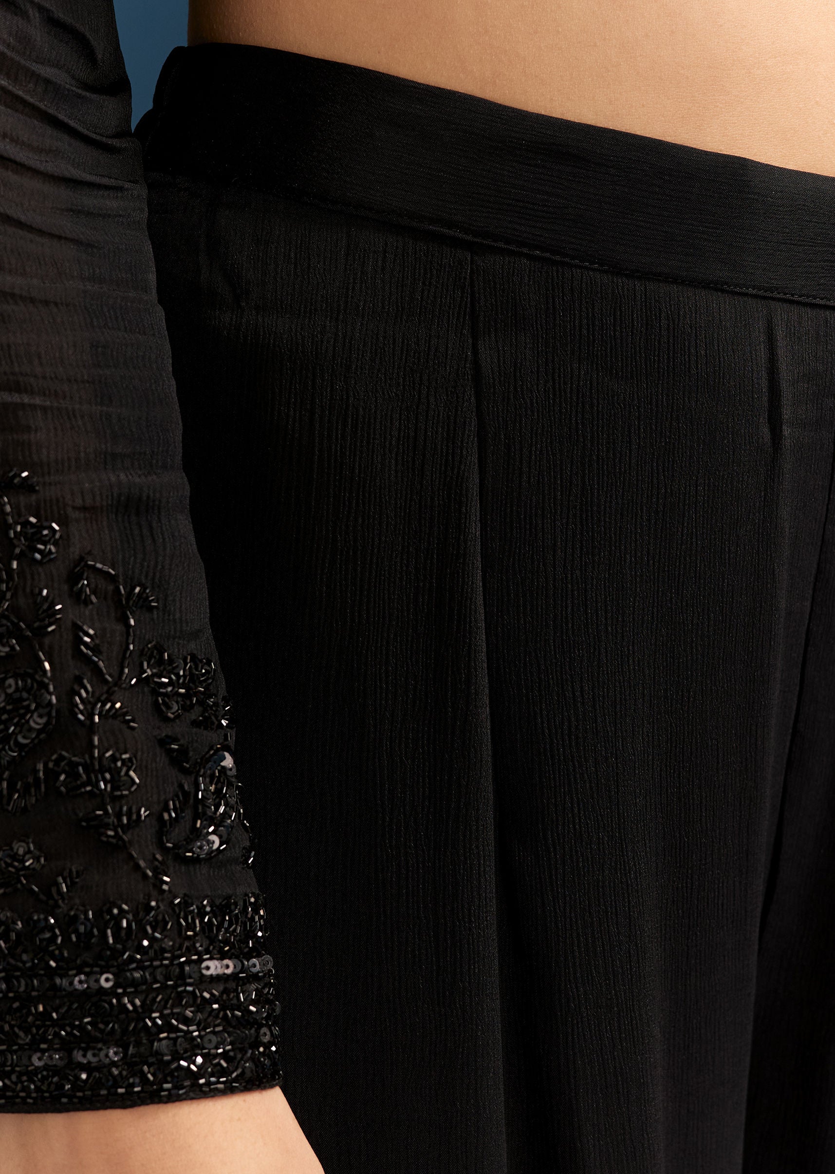 Black Chinon Kurta Set With Sequins And Cut Dana Work - Image 6