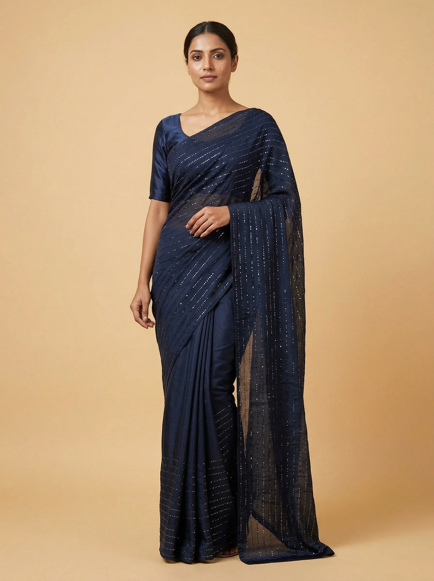 Black Clever Embroidered Saree