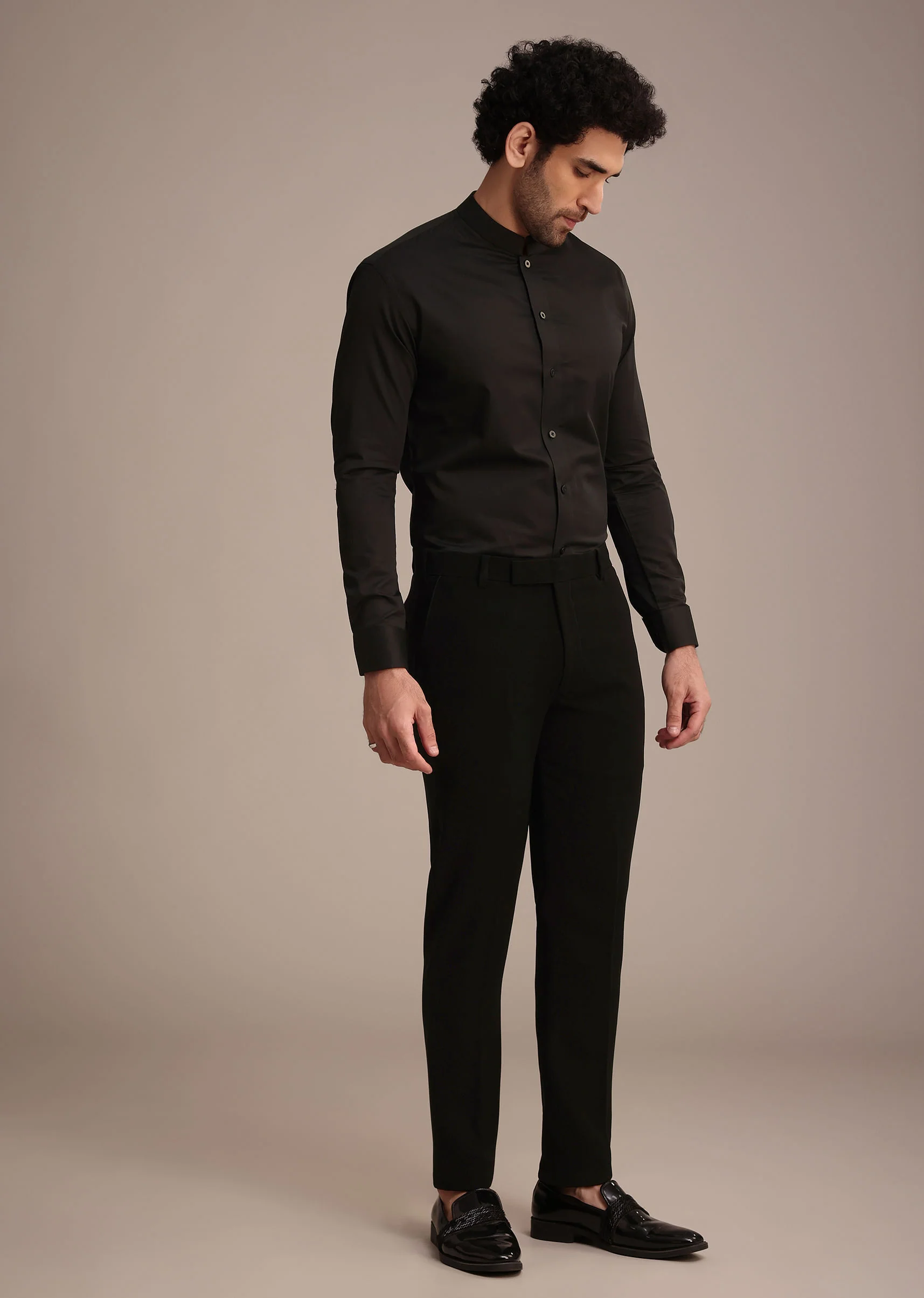 Black Crepe Tuxedo Suit With Hand Work - Image 6