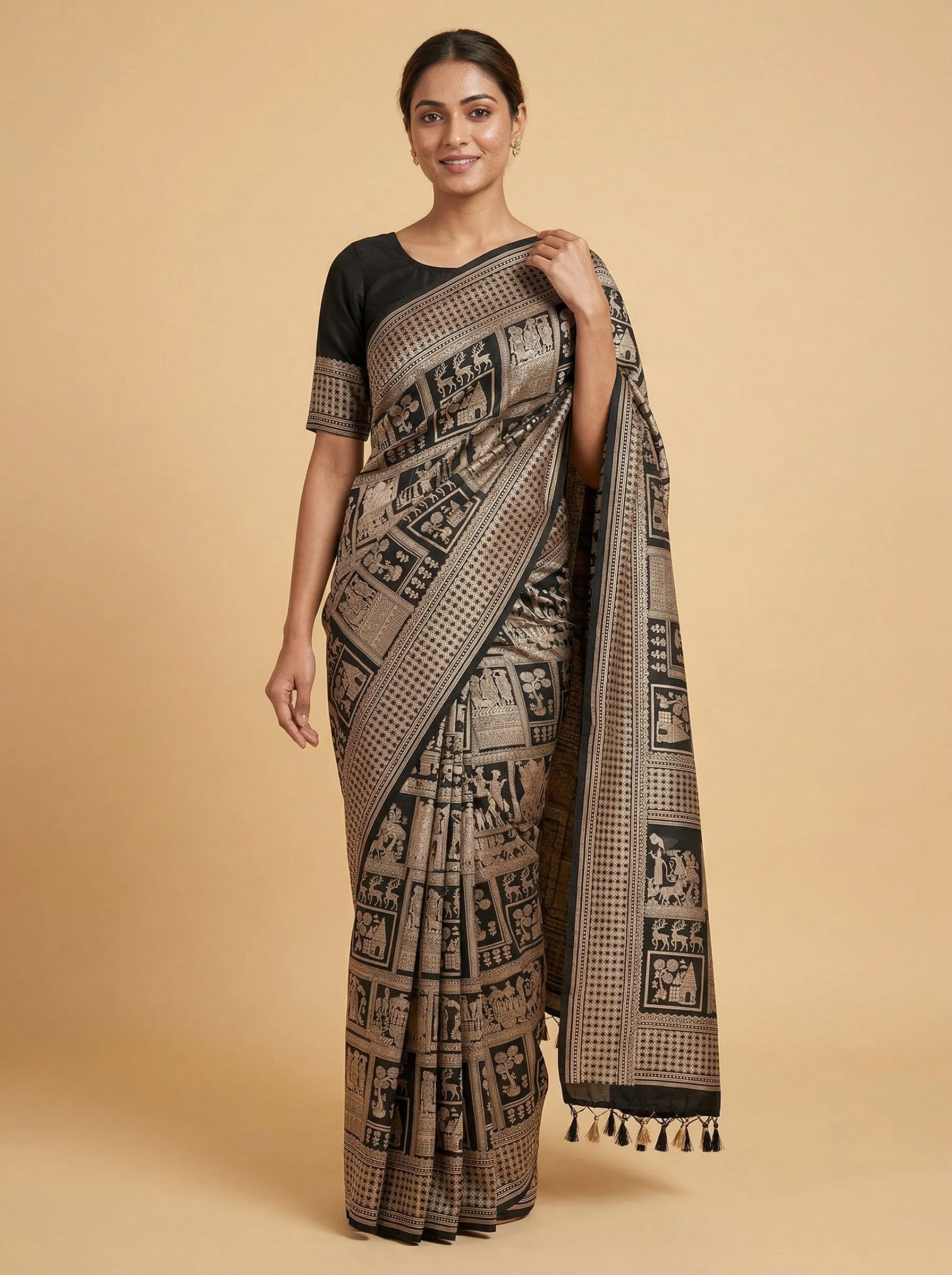 Black Current Handloom Saree