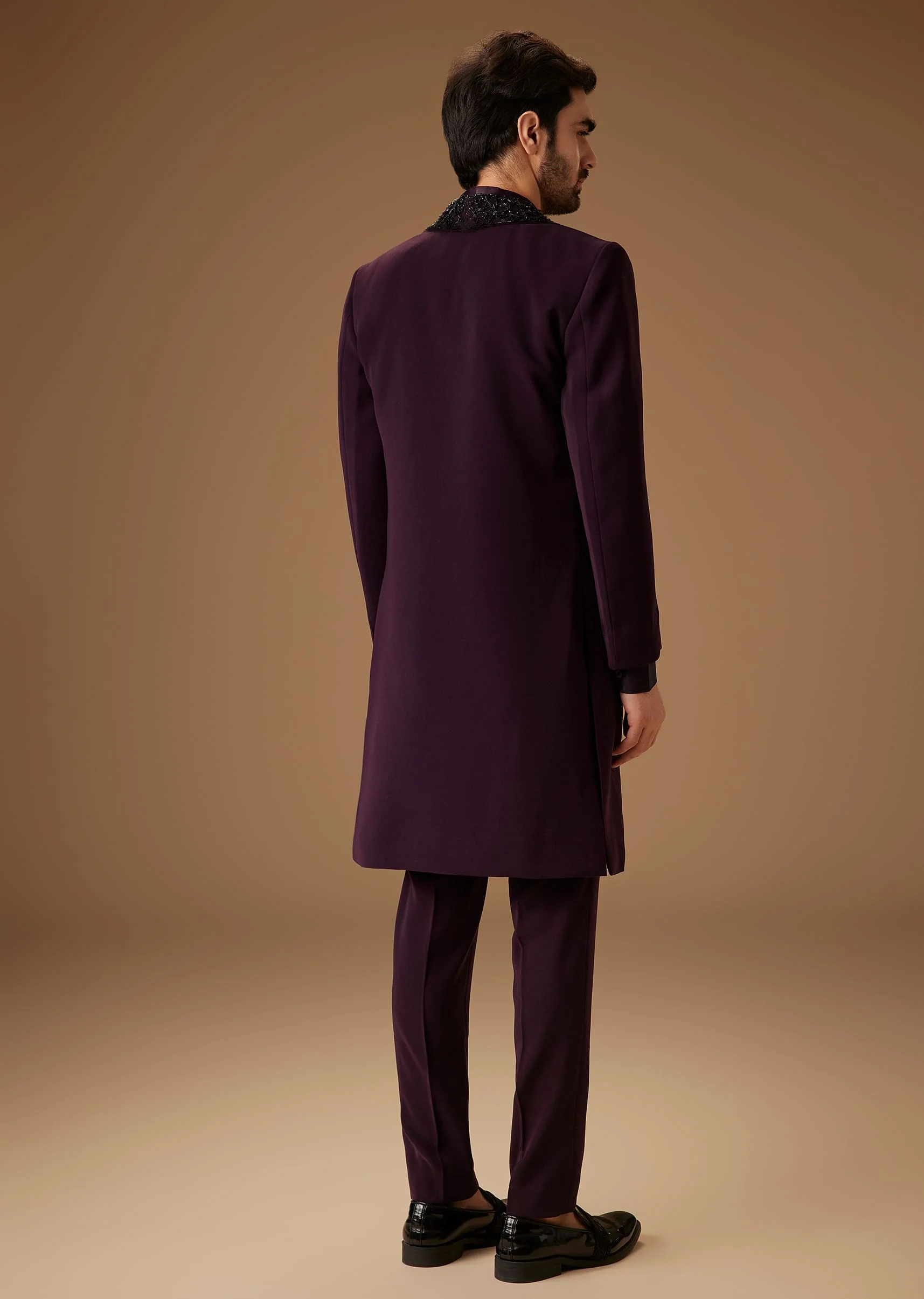 Black Cut Dana Work Indo Western Tuxedo - Image 6