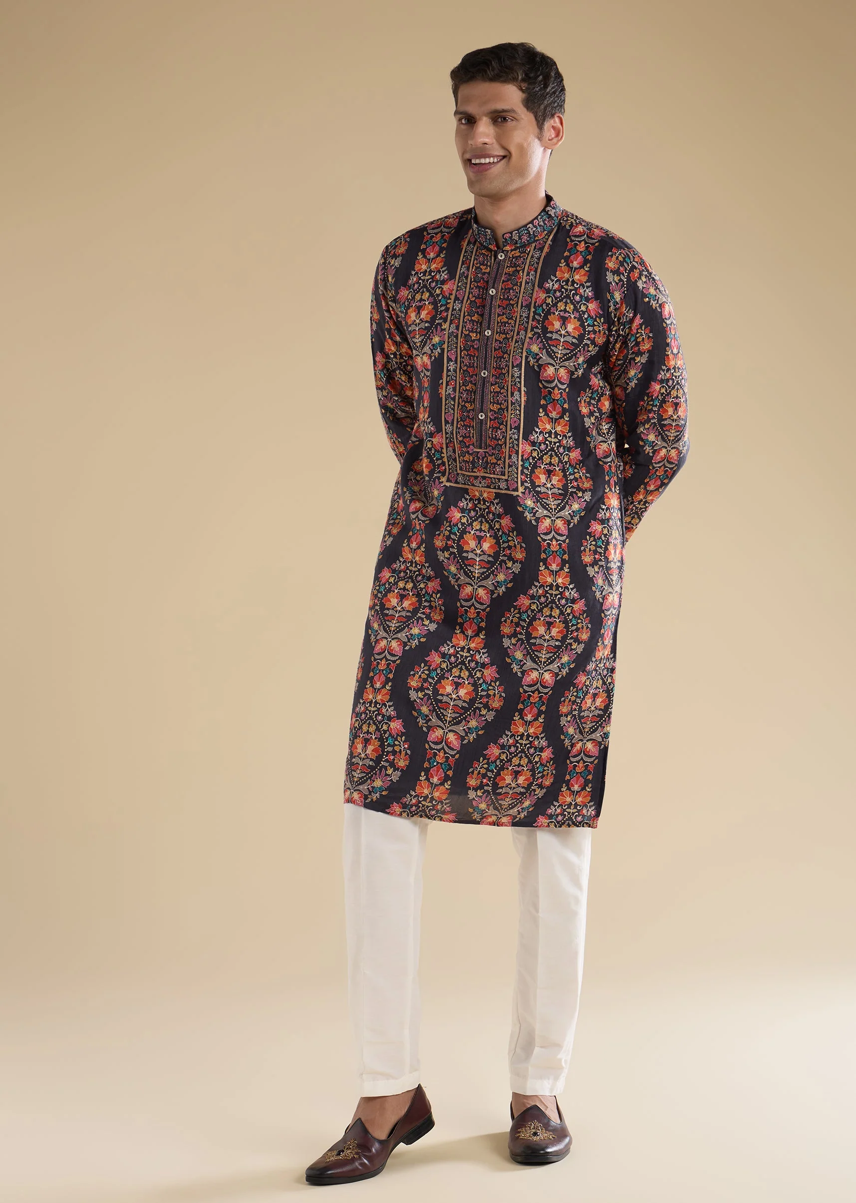 Black Cutdana Detail Kurta Set