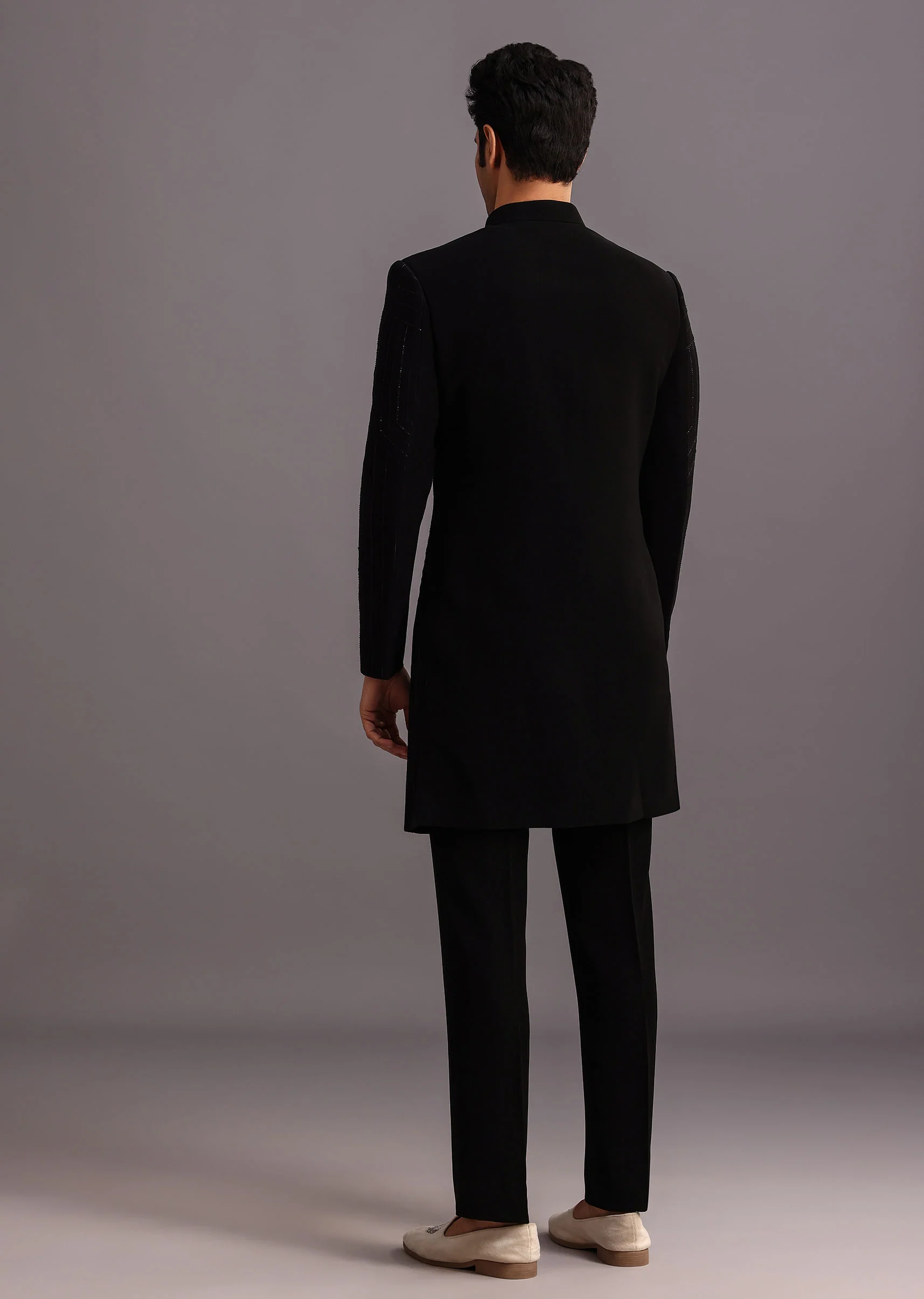 Black Cutdana Indowestern Trouser Suit - Image 5