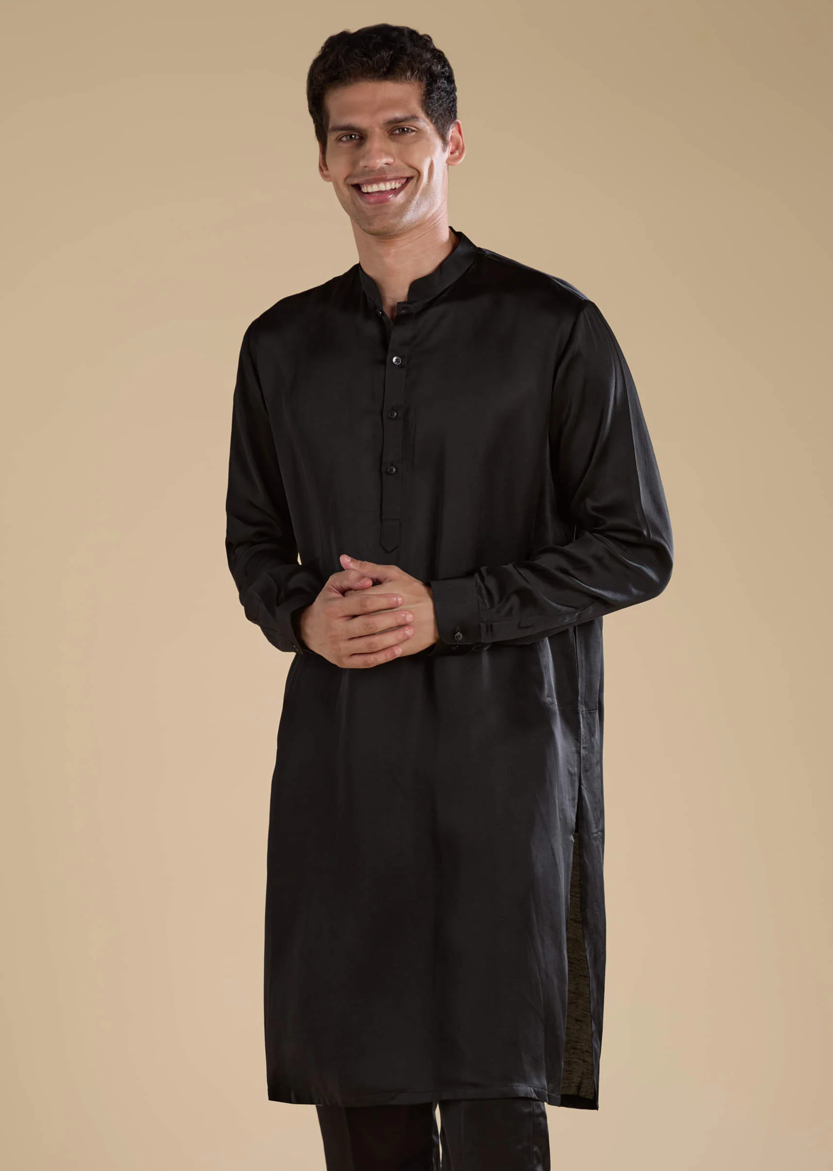 Black Cutwork Mens Jacket Kurta and Pant Set - Image 5