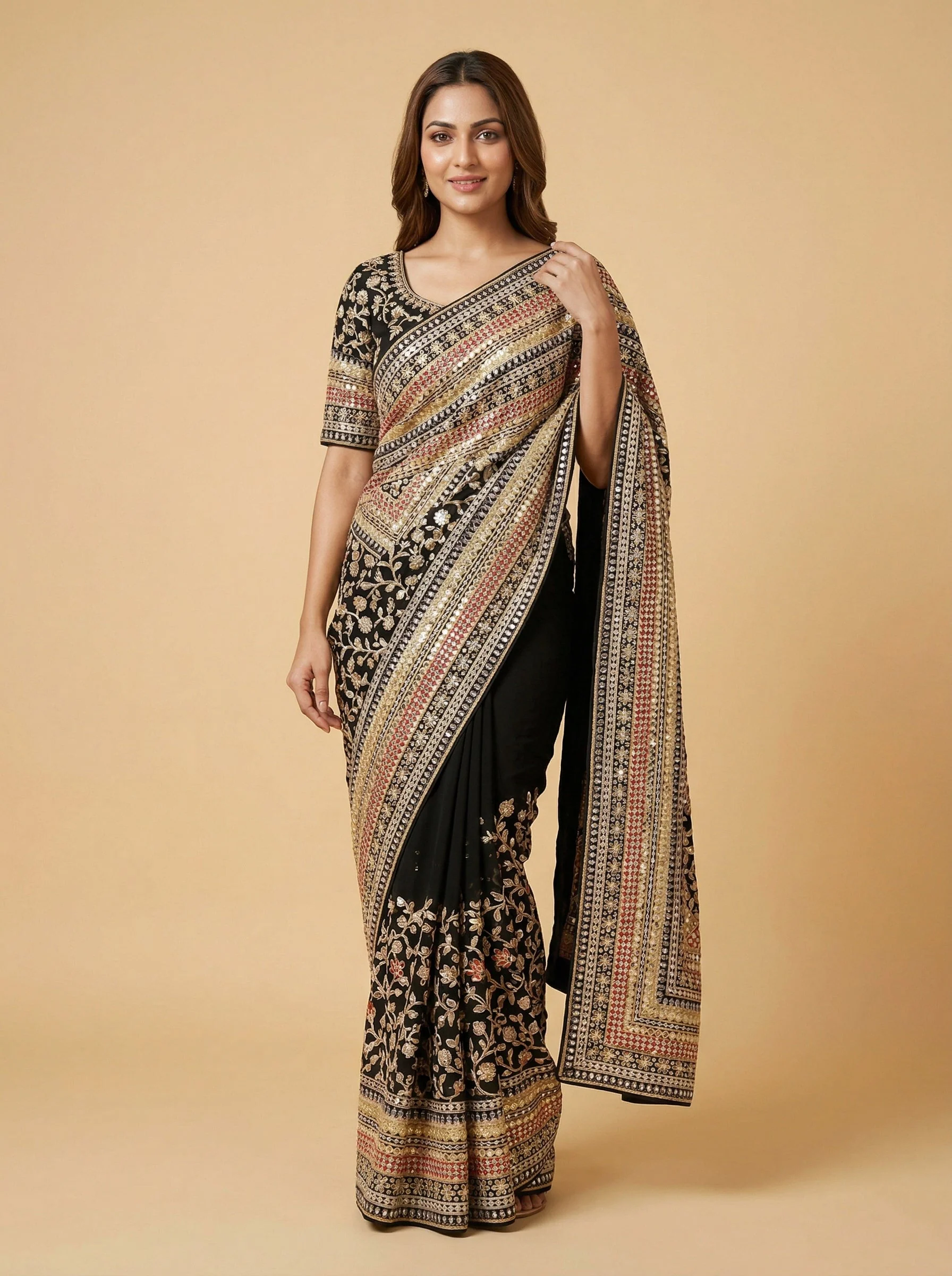 Black Defining Embroidered Saree