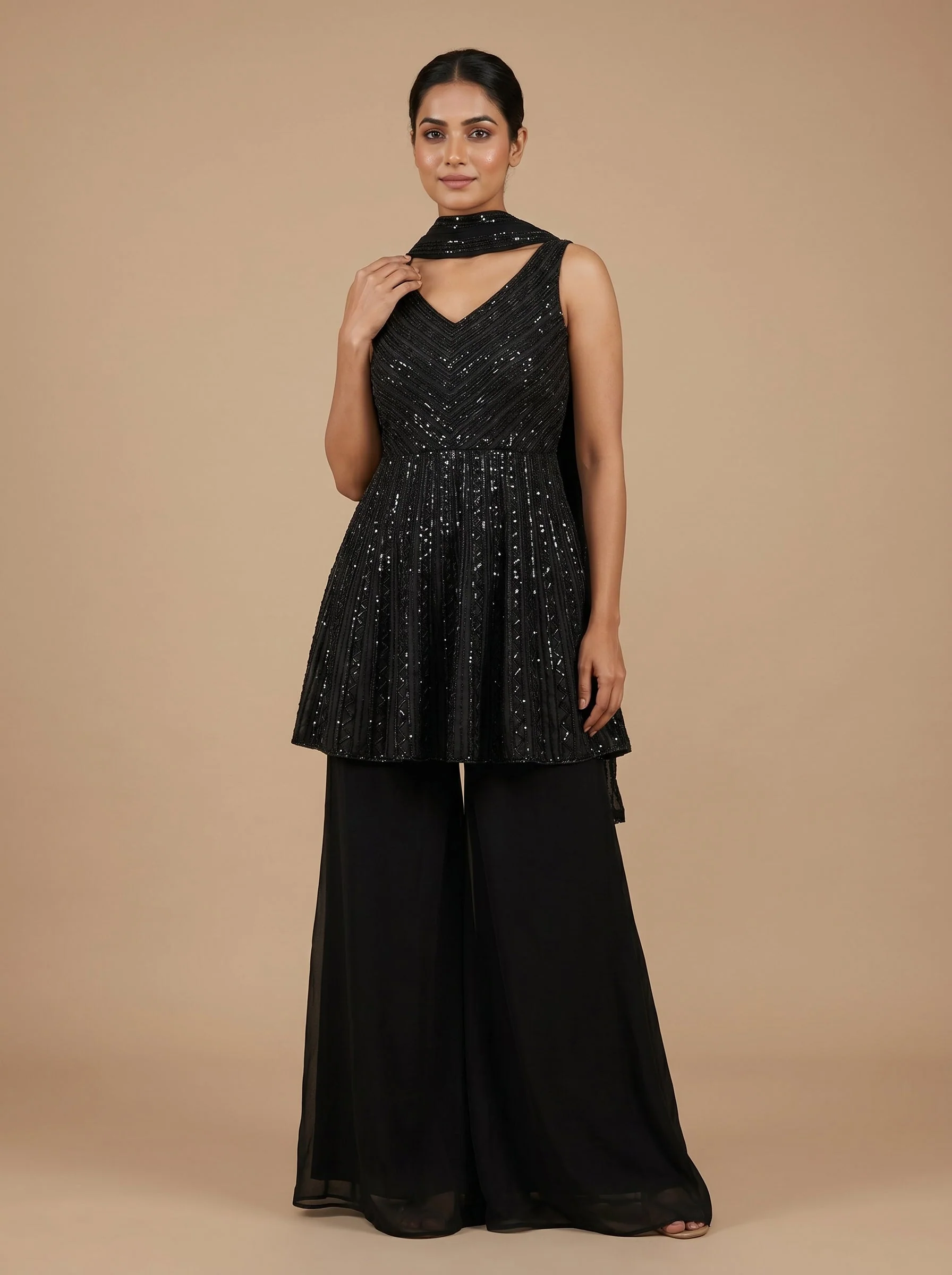 Black Edge Peplum Set