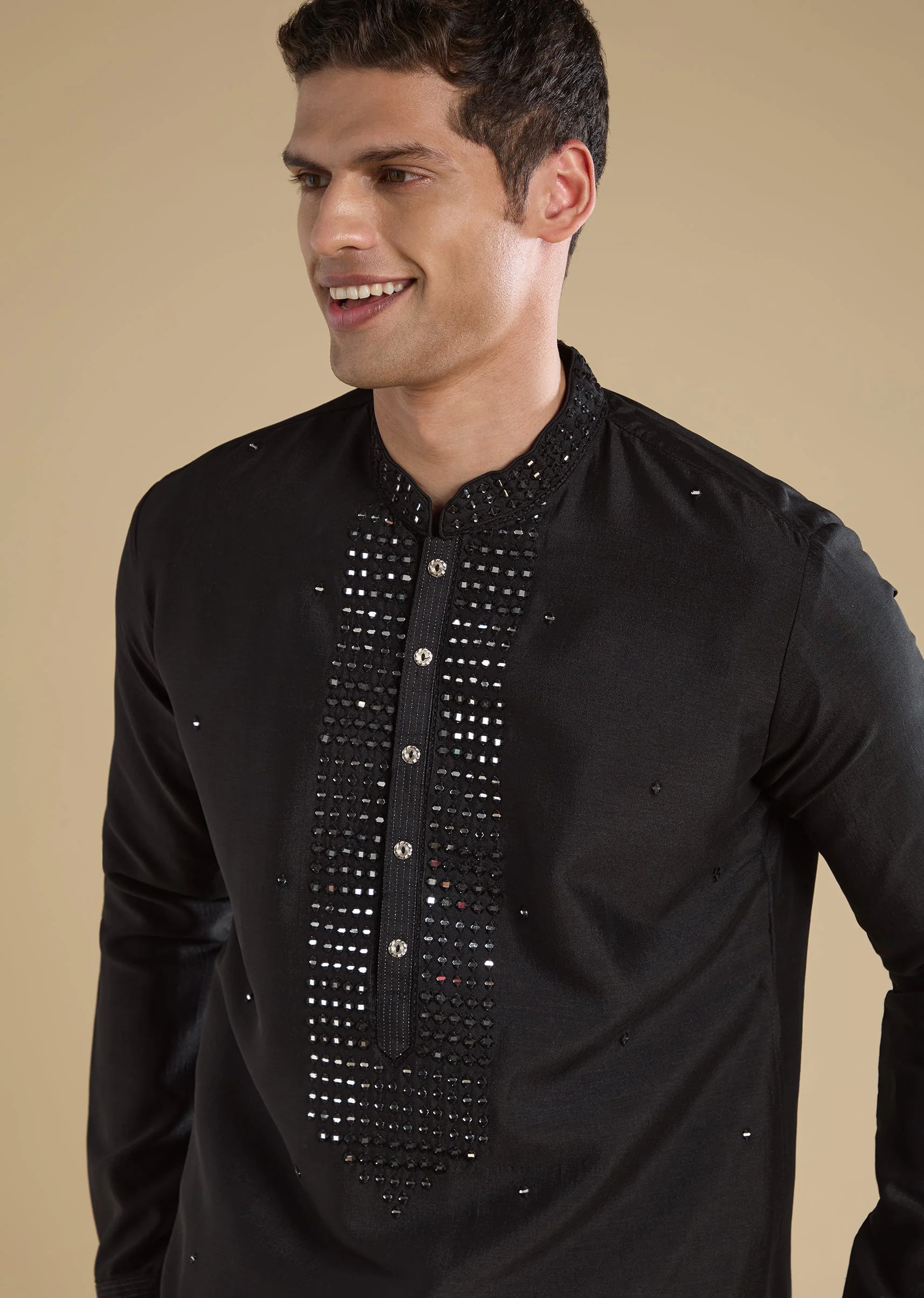 Black Embellished Kurta Sets And Pants