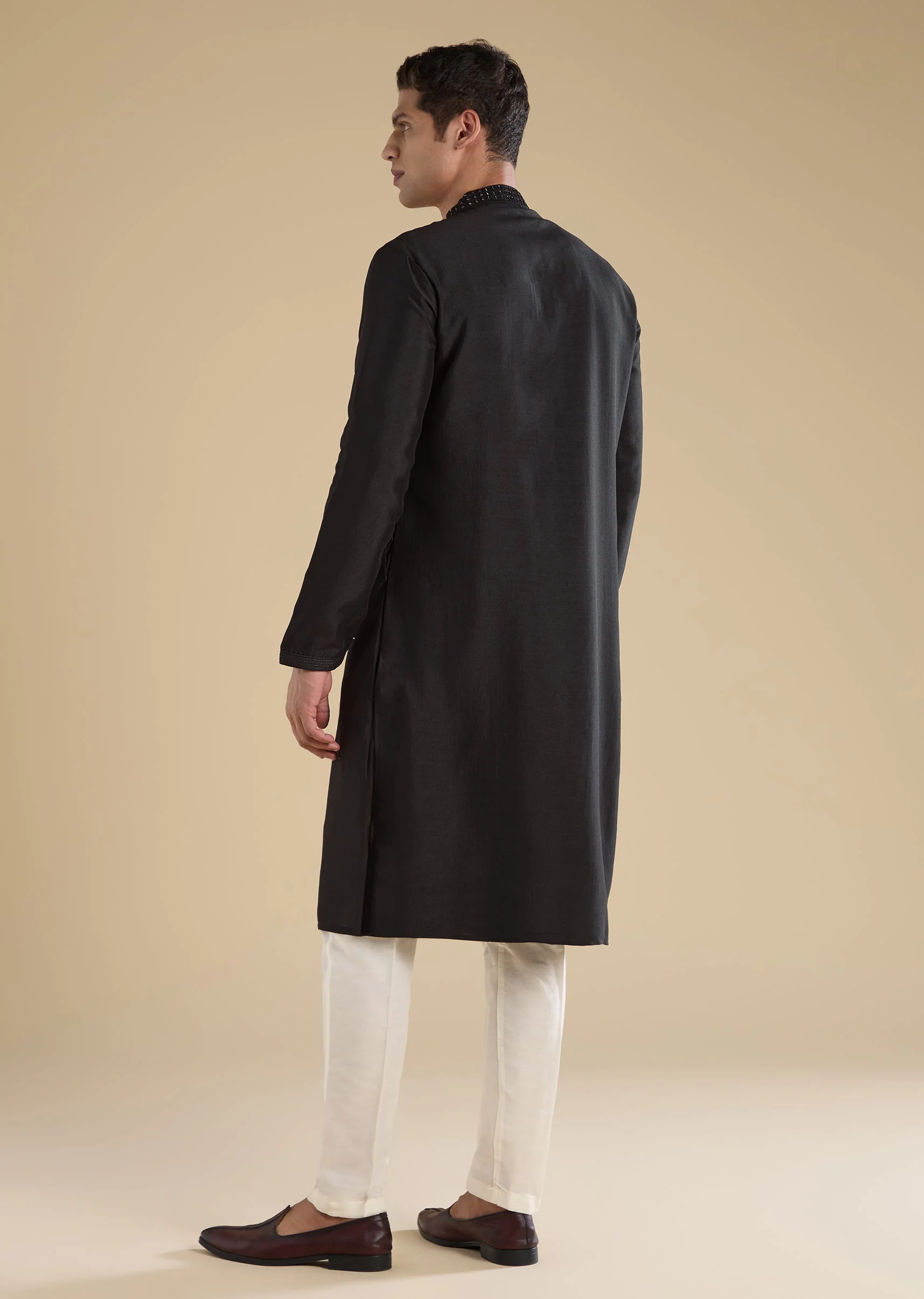 Black Embellished Kurta Sets And Pants - Image 5