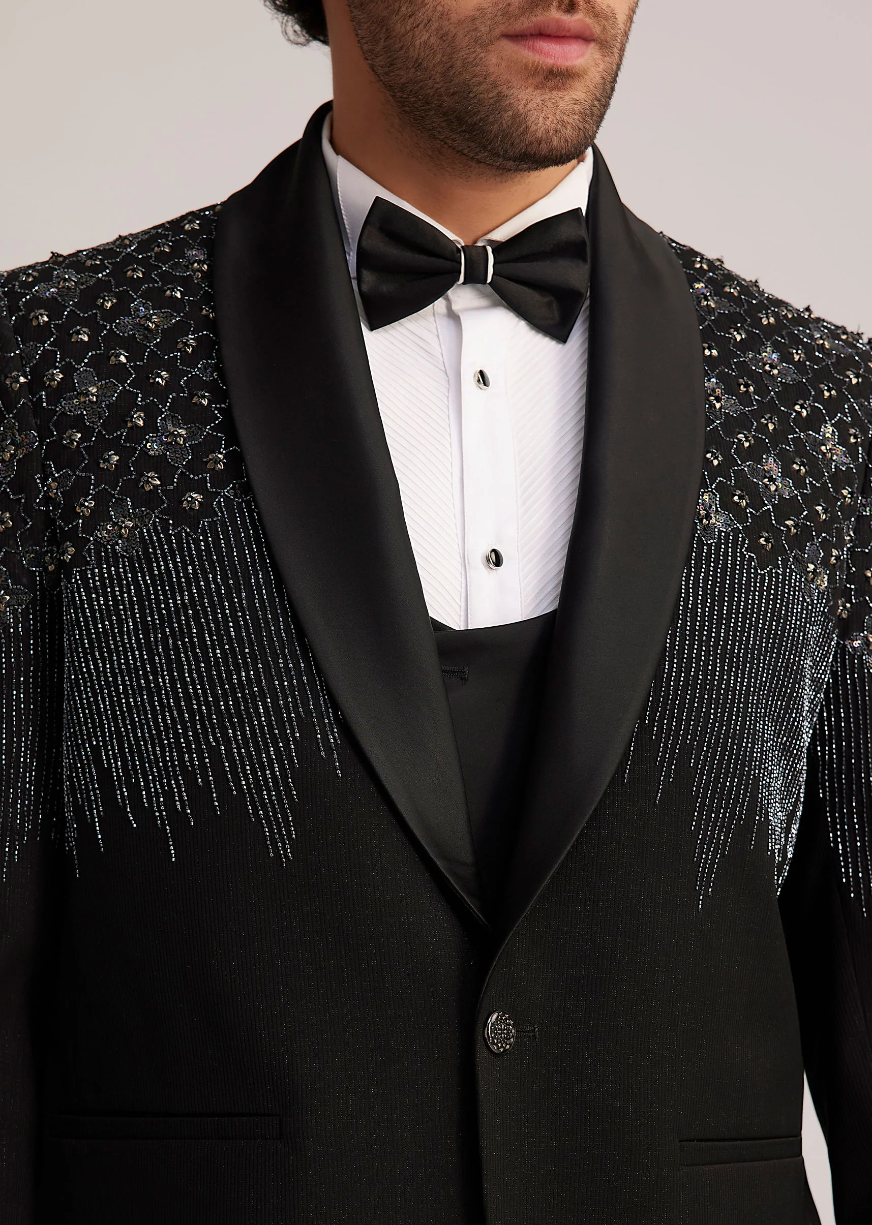 Black Embellished Tuxedo - Image 3