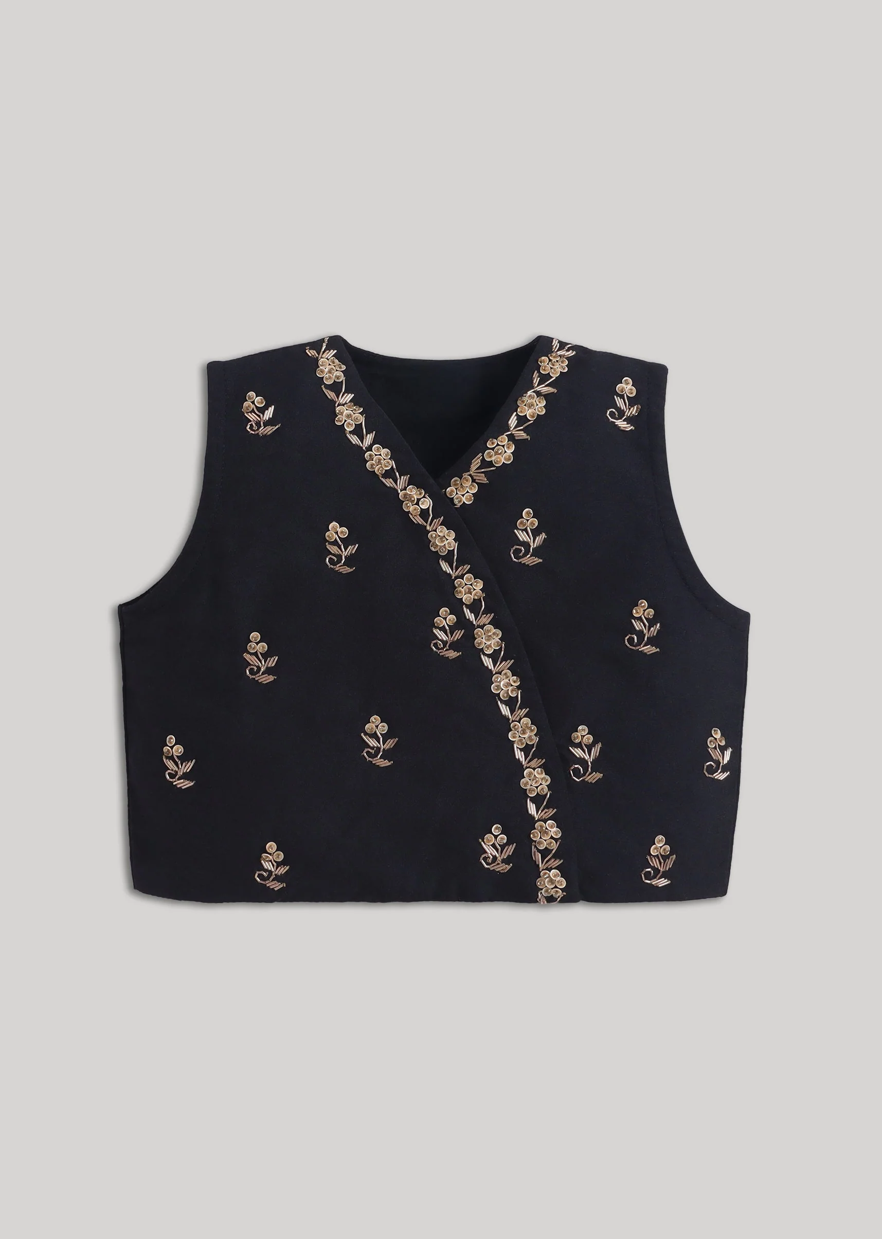 Black Embroidered Girls Lehenga Set - Image 2
