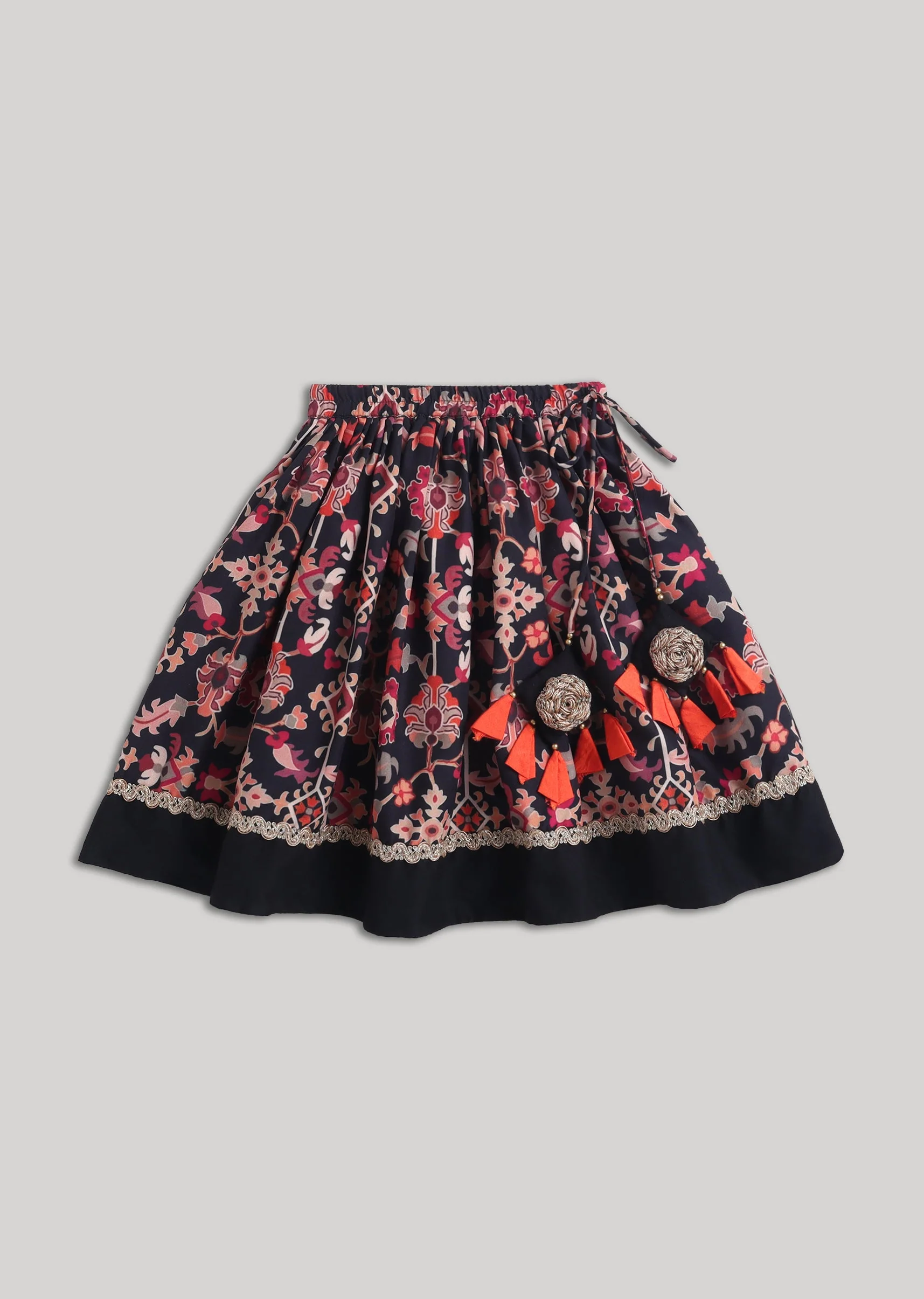 Black Embroidered Girls Lehenga Set - Image 5