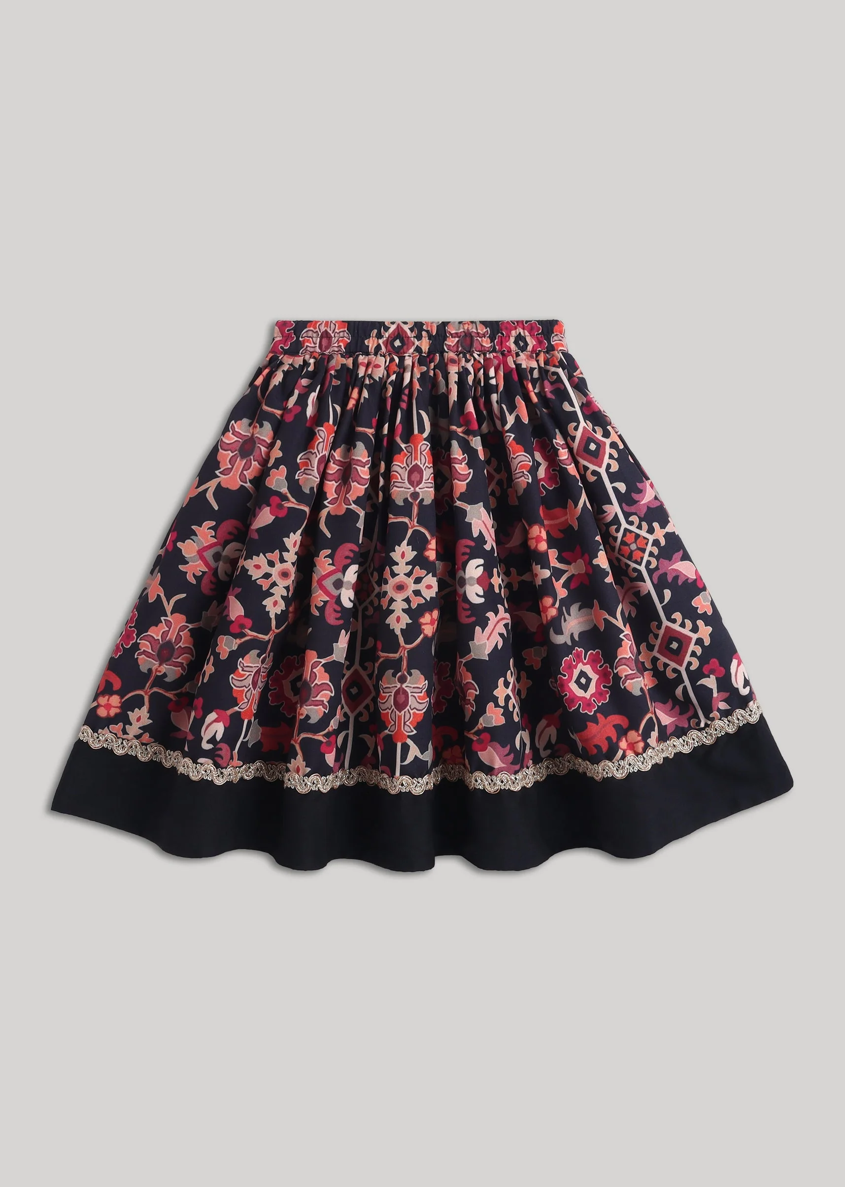 Black Embroidered Girls Lehenga Set - Image 6