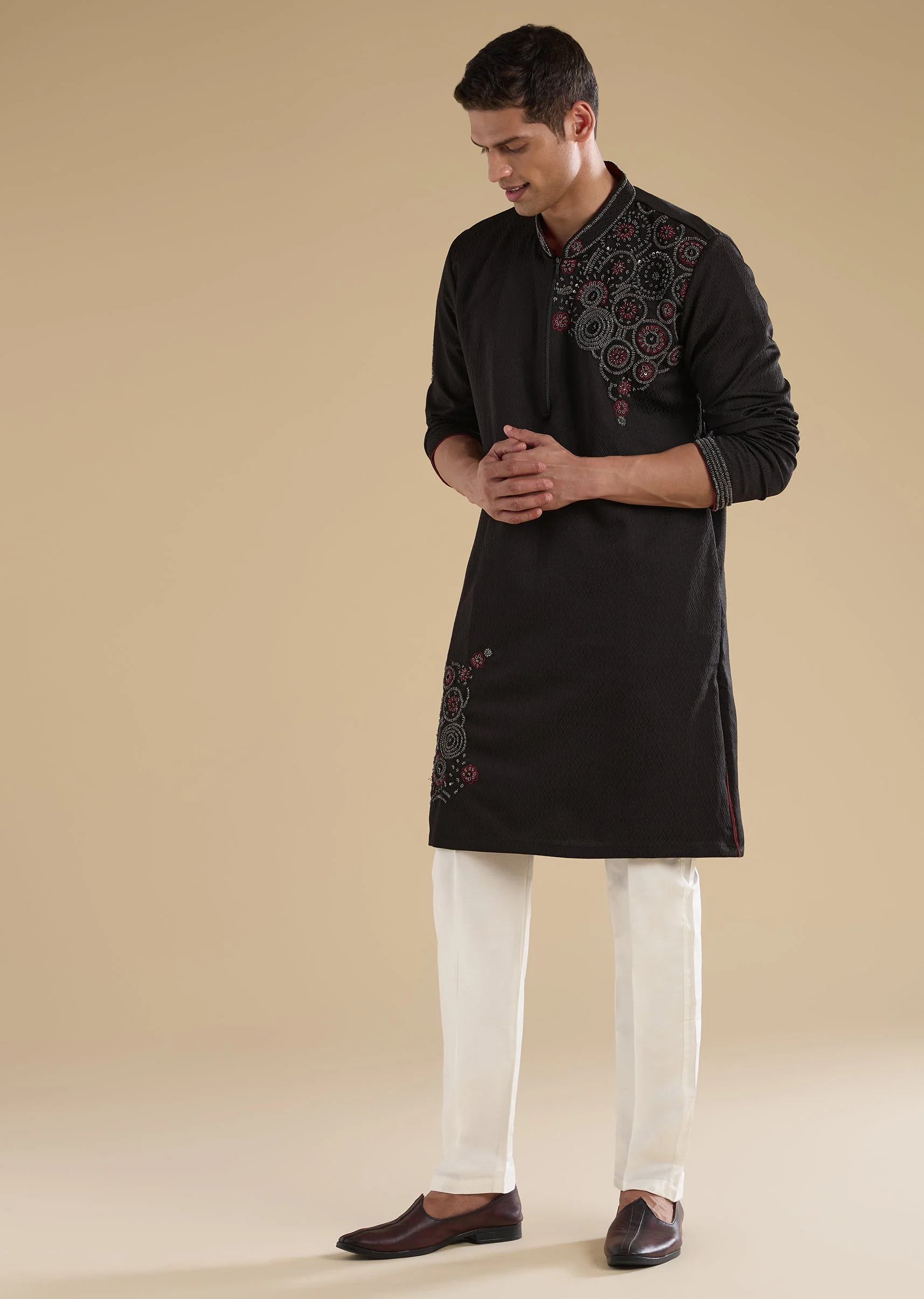 Black Embroidered Kurta Sets