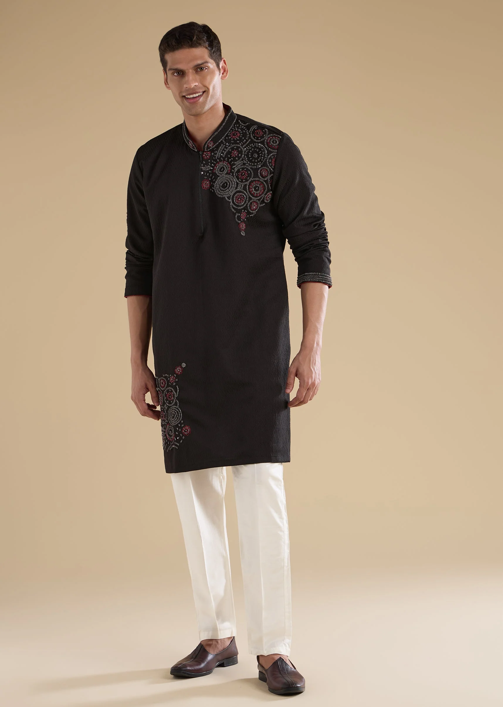 Black Embroidered Kurta Sets - Image 3