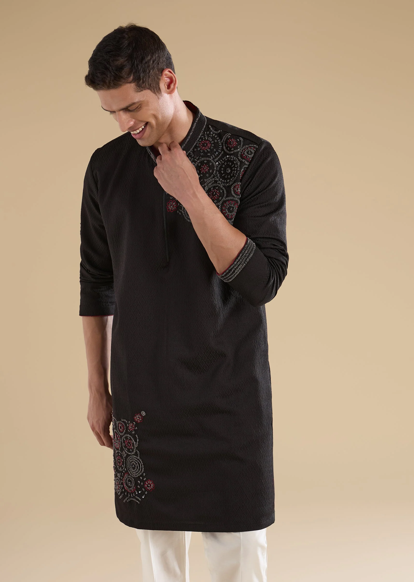 Black Embroidered Kurta Sets - Image 4