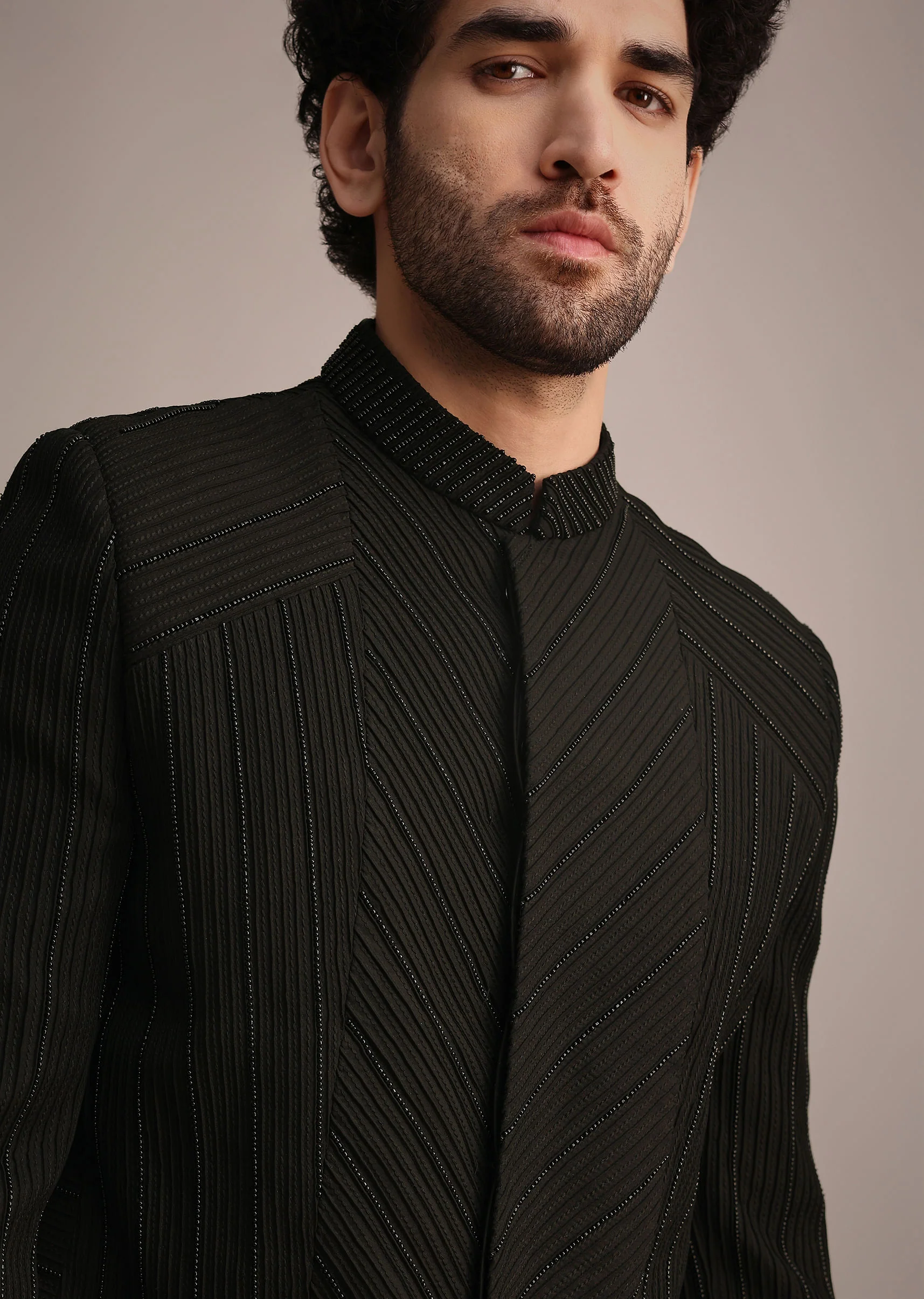 Black Embroidered Rayon Jodhpuri Suit - Image 2