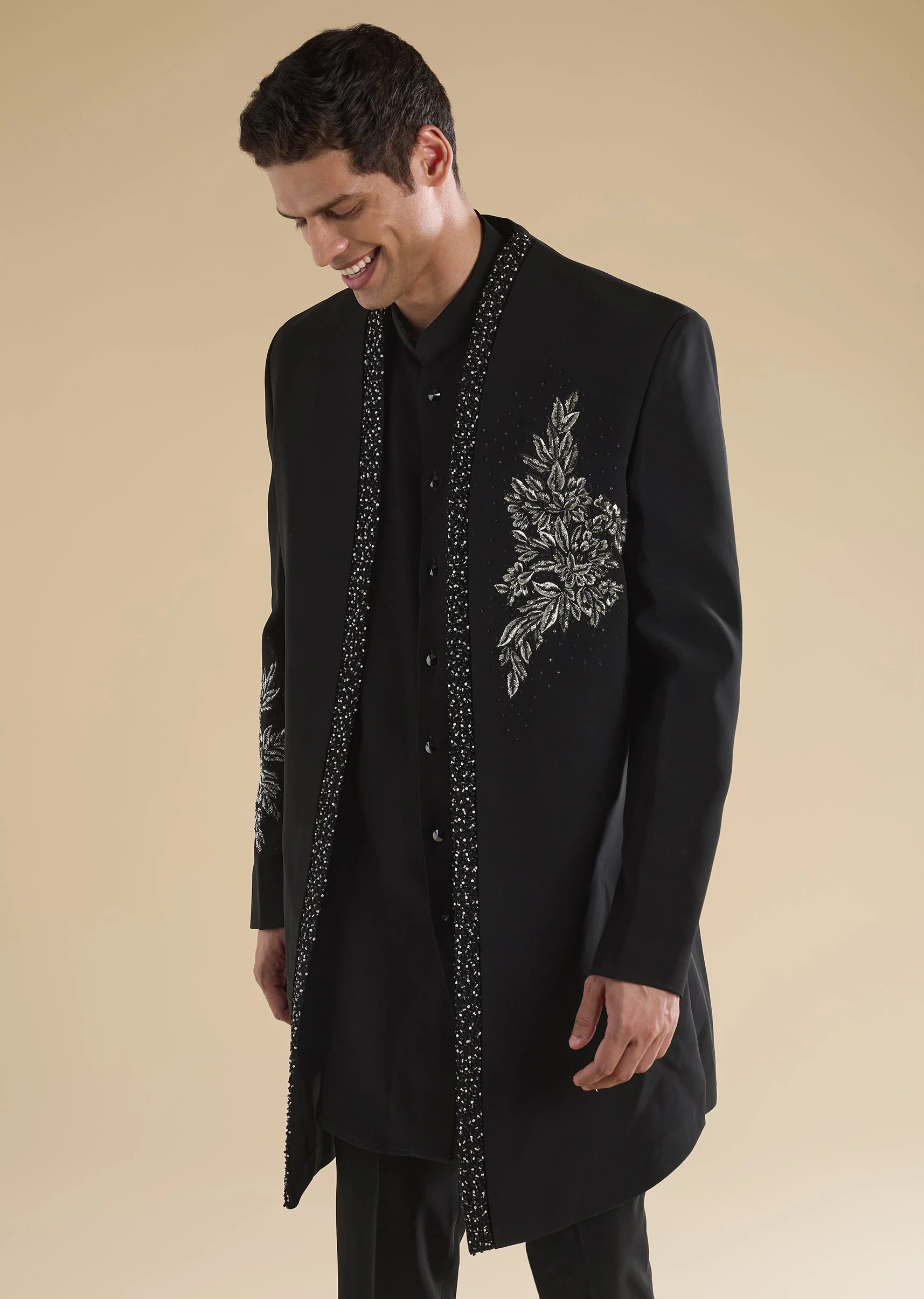 Black Floral Indo Western Set - Image 4
