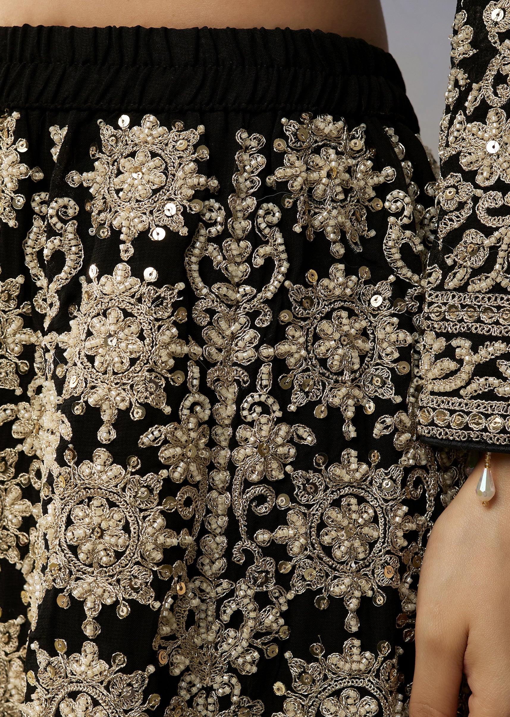 Black Georgette Palazzo Suits with Zari Work - Image 6