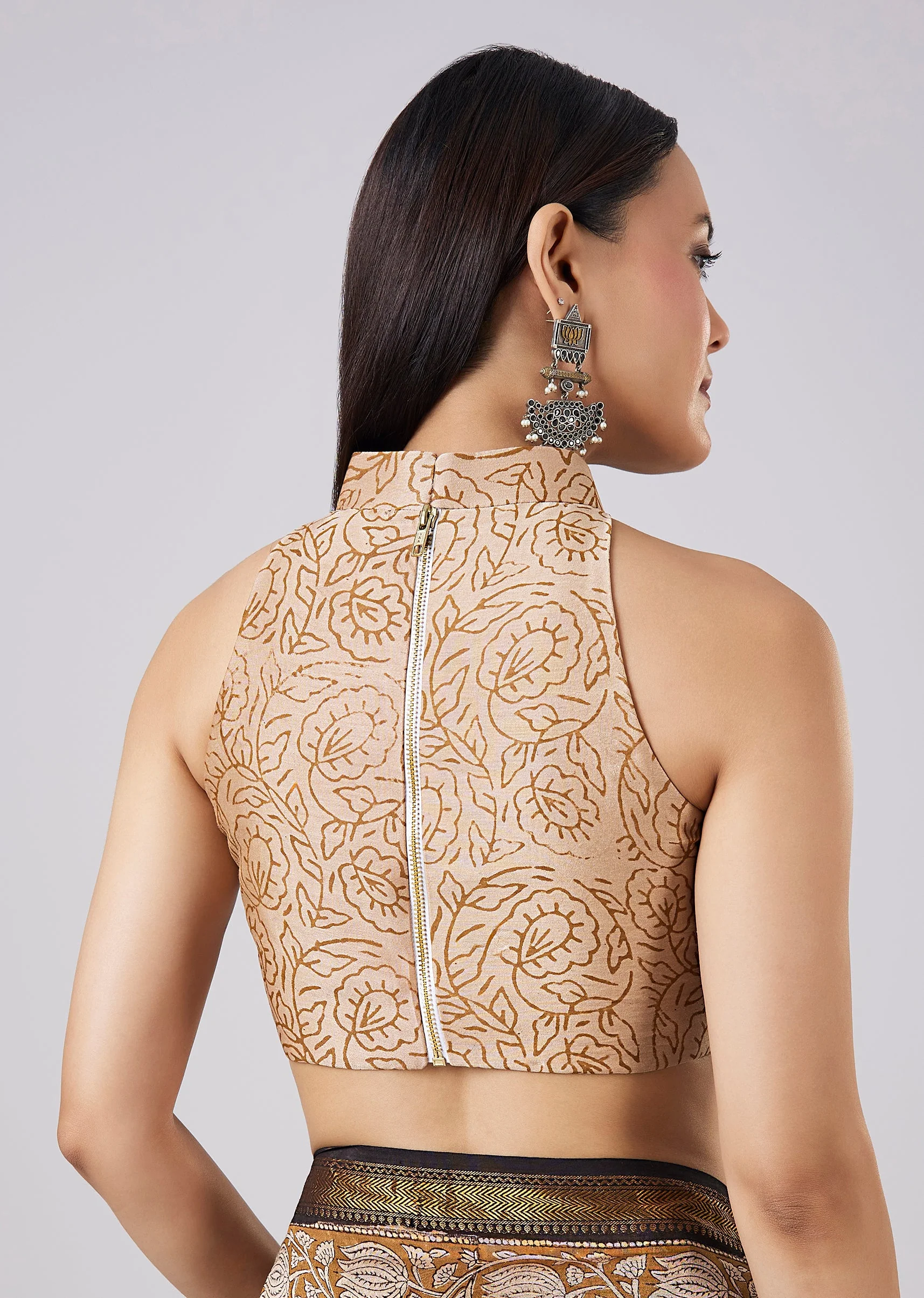 Black Hand Painted Saree with Blouse - Image 8