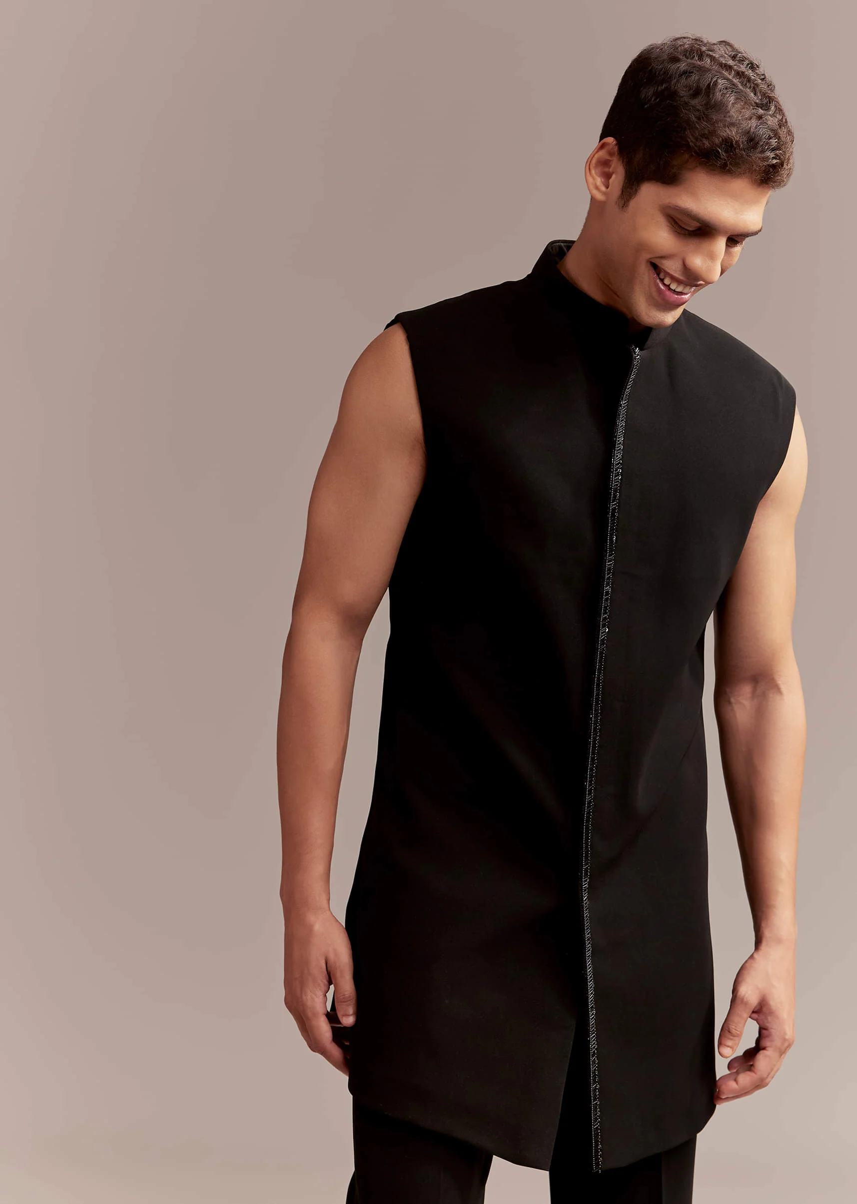 Black Indo Western Set For Men With Multicolour Embroidery - Image 7