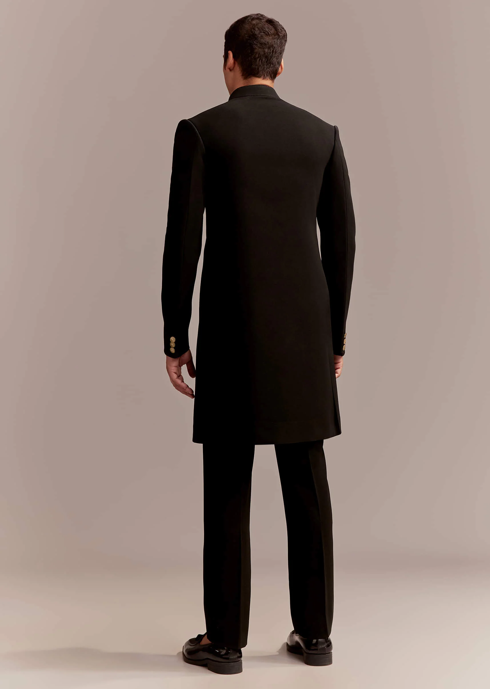 Black Indo Western Set For Men With Nawabi Brooch And Embroidery - Image 5