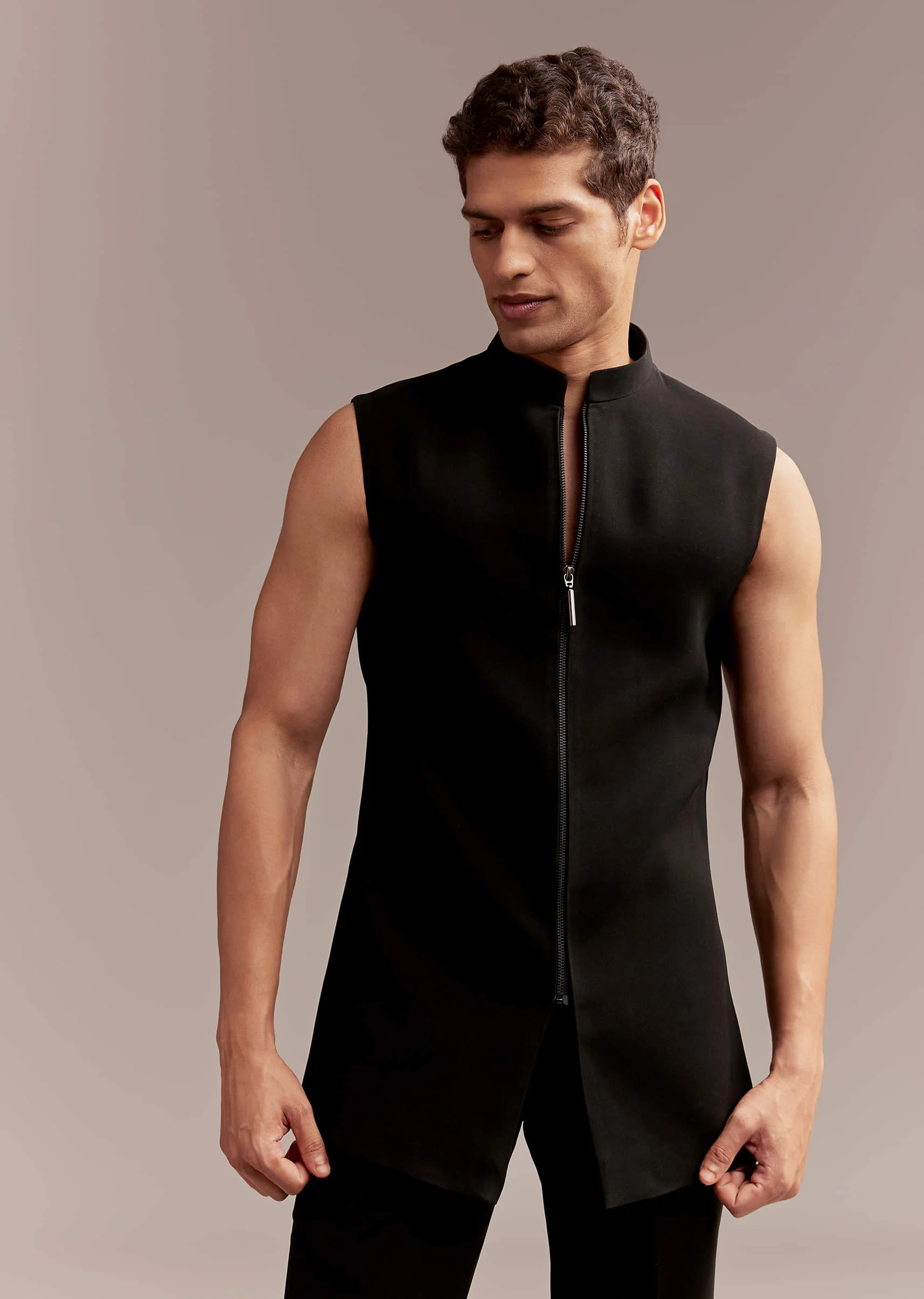 Black Indo Western Set For Men With Zardosi Dragon Motif - Image 7