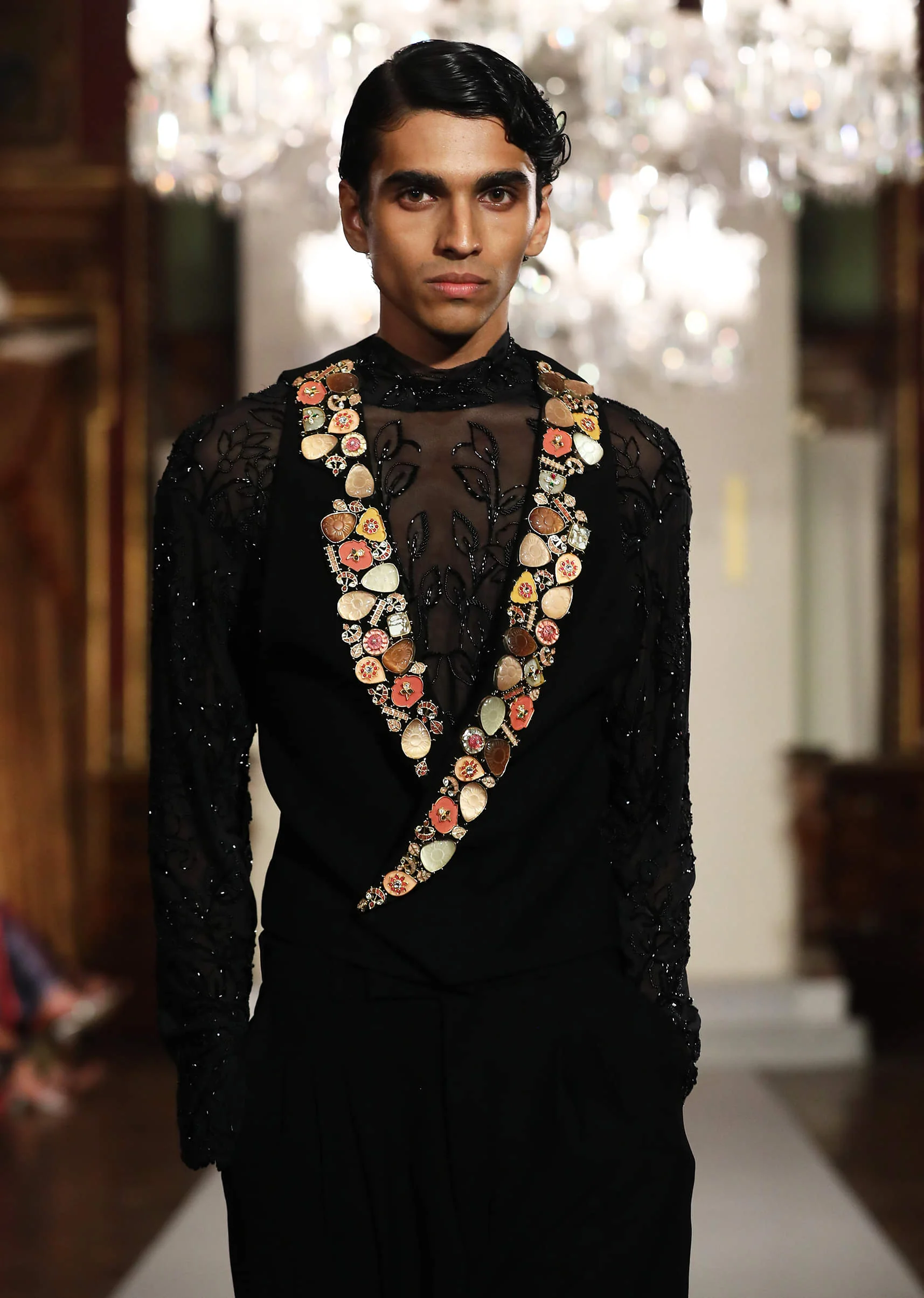 Black Indo Western Suit For Men With Stone Embroidery - Image 2