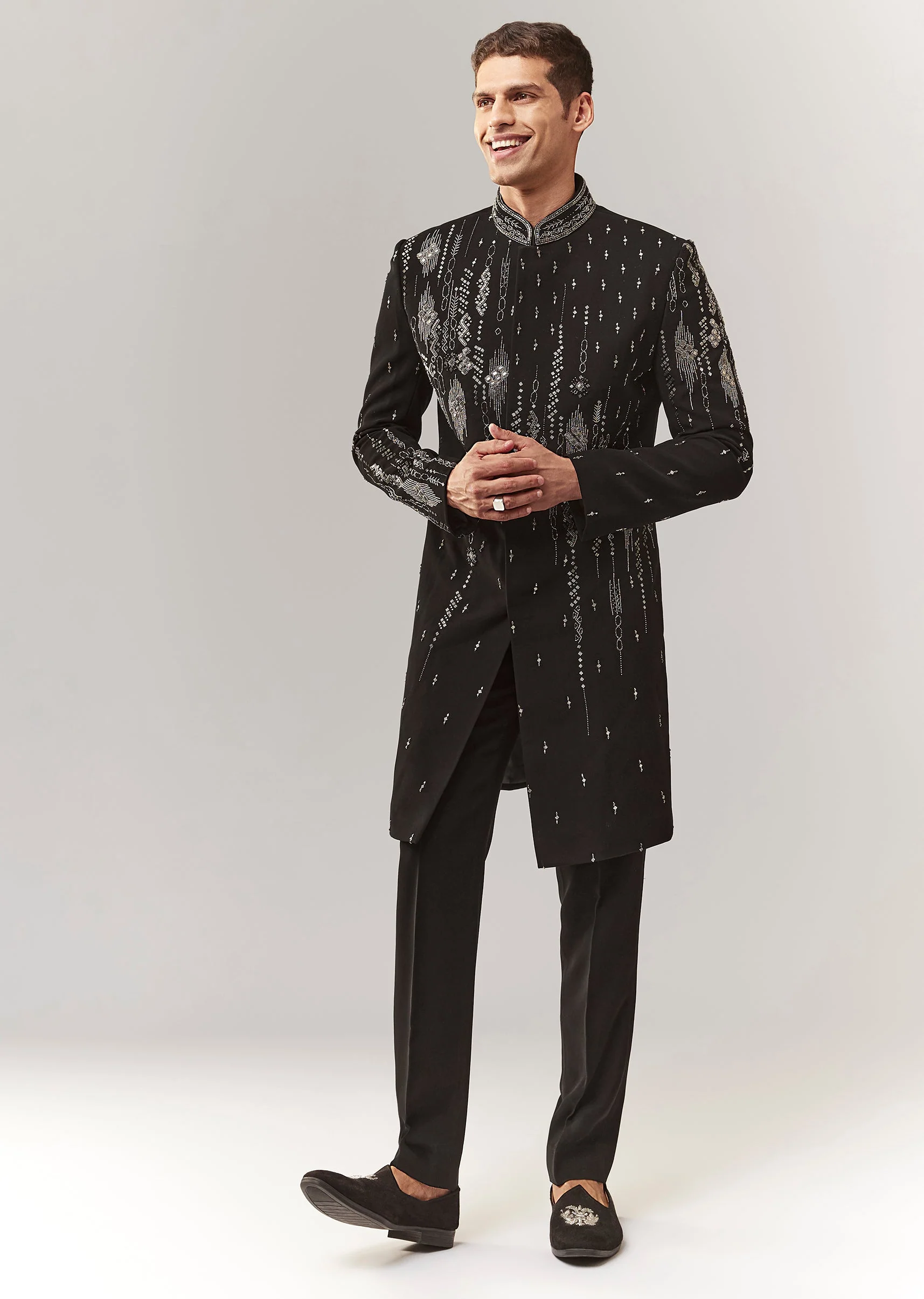 Black Indo Western With Resham Beads And Cutdana