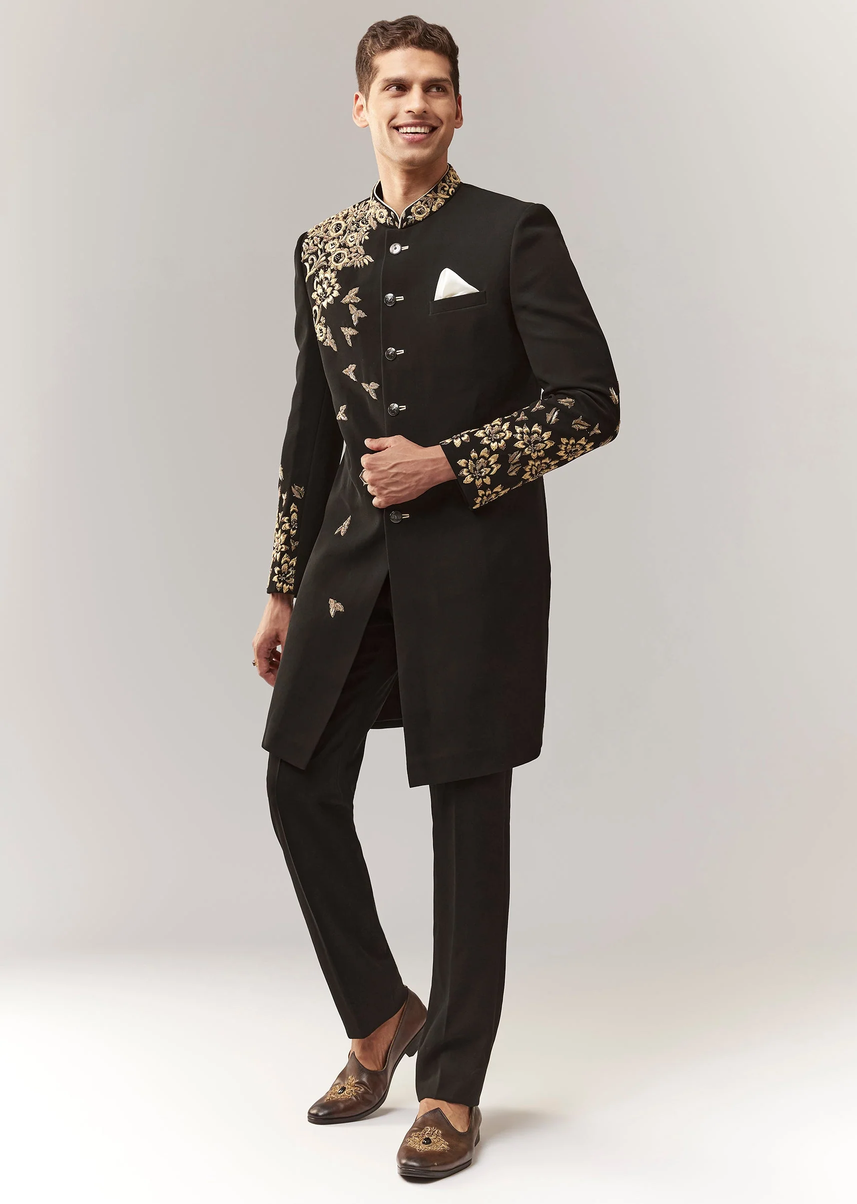 Black Indo Western With Zardosi Work - Image 3