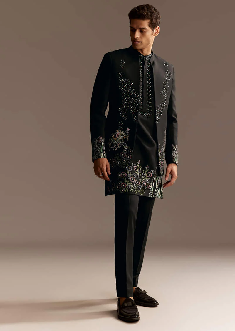 Black Jodhpuri Kurta Set - Image 3
