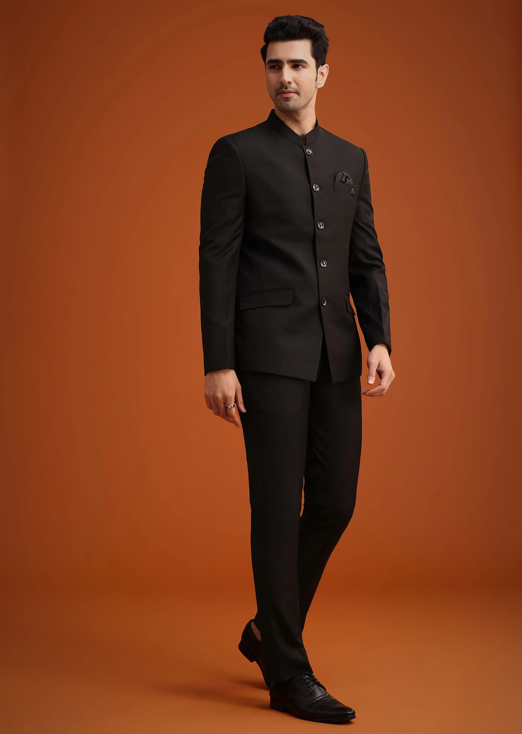 Black Jodhpuri Set With Pocket Square - Image 3