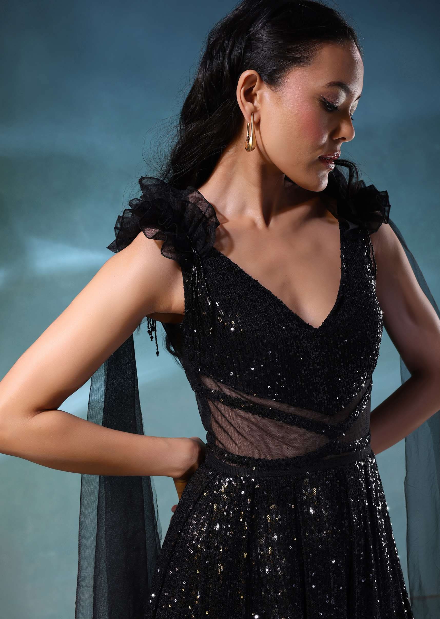 Black Jumpsuit In Sequins - Image 4