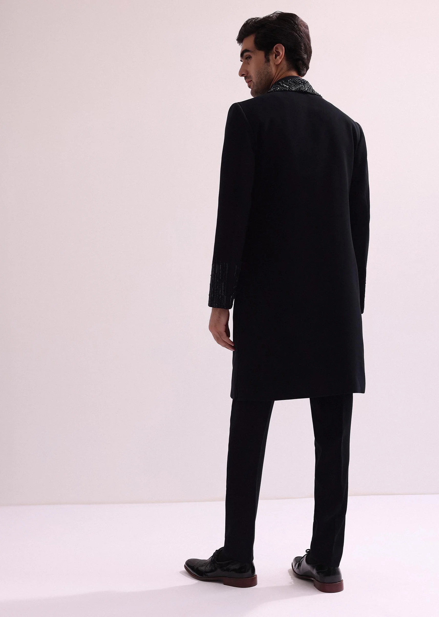 Black Lapel Tuxedo In Suiting With Shirt And Pants - Image 5