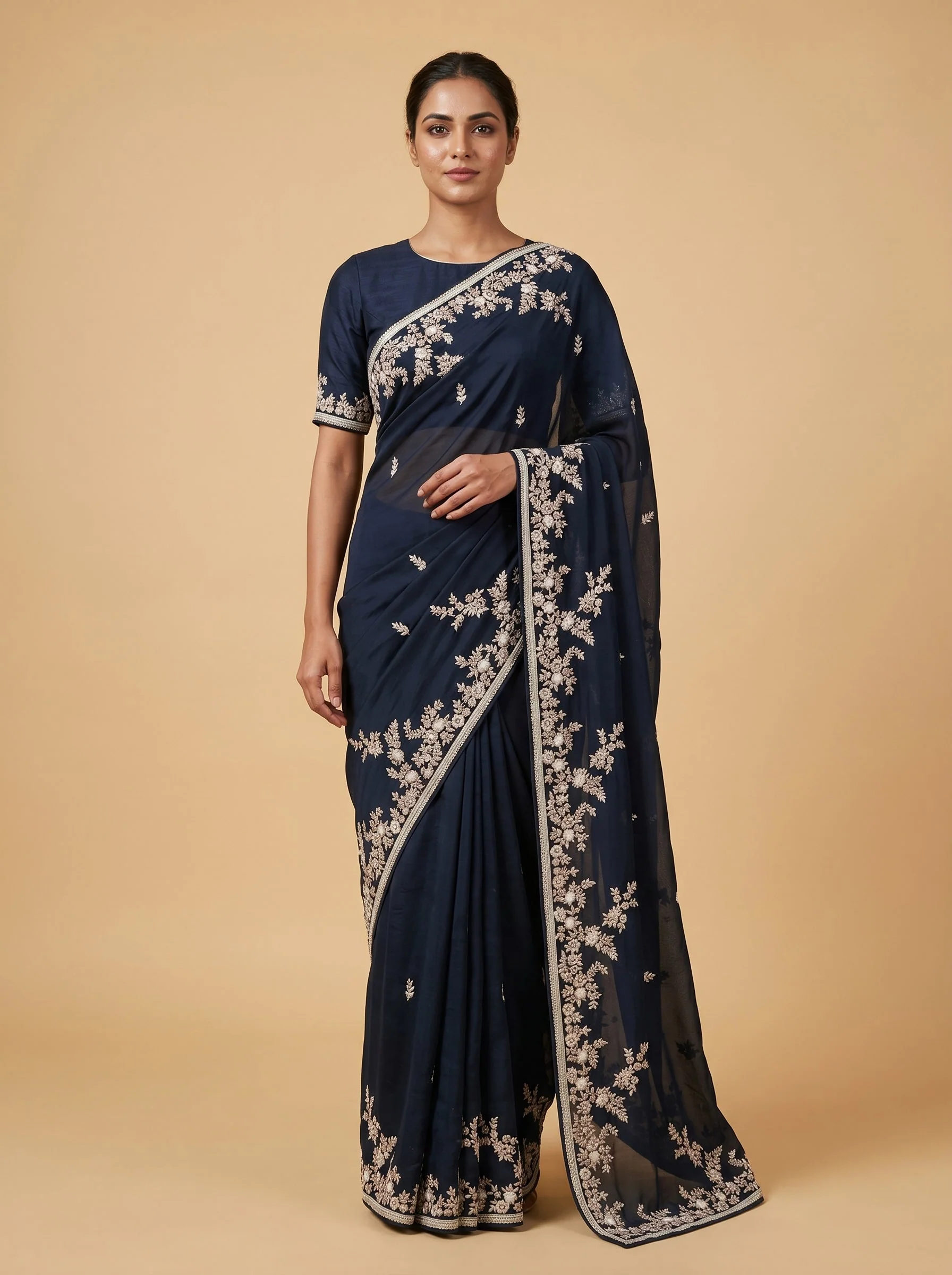 Black Midnight Noir Embroidered Saree