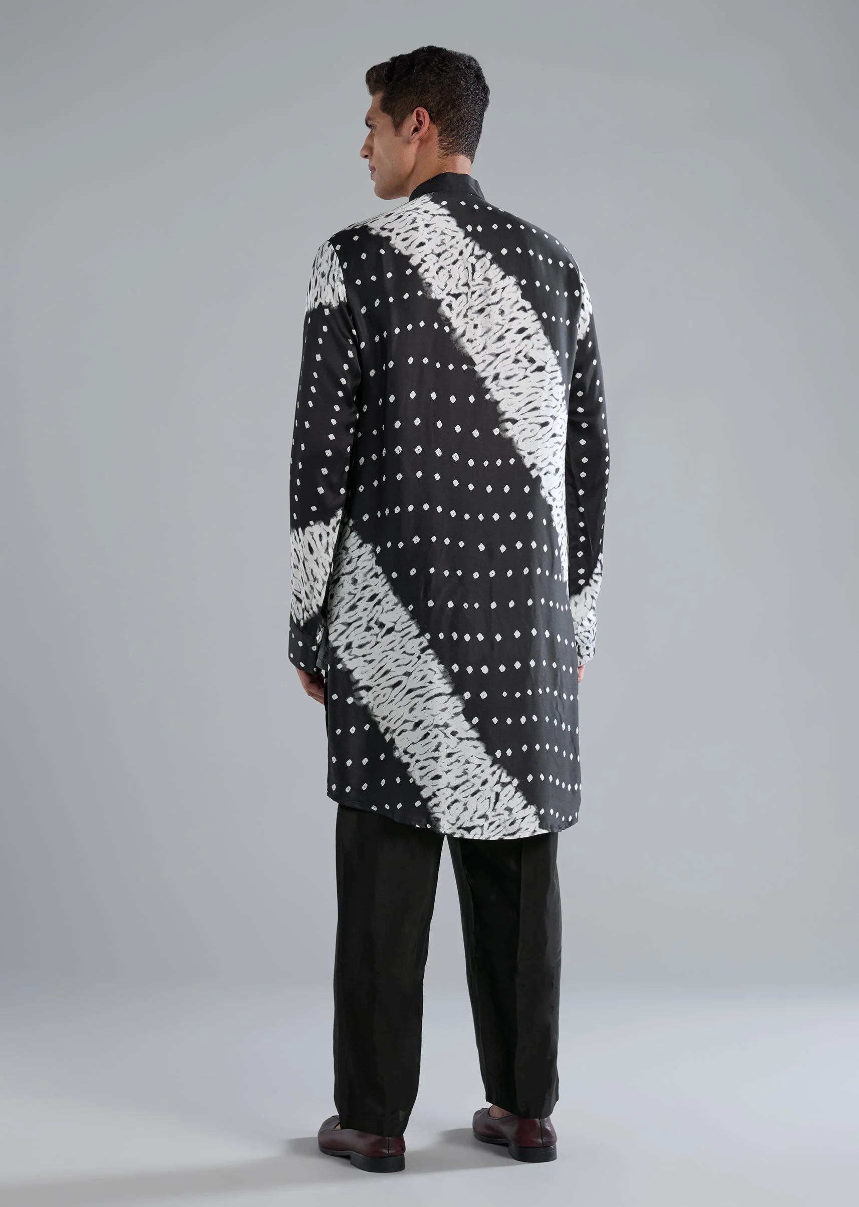 Black Modal Kurta Set With Bandhani And Shibori Prints - Image 5
