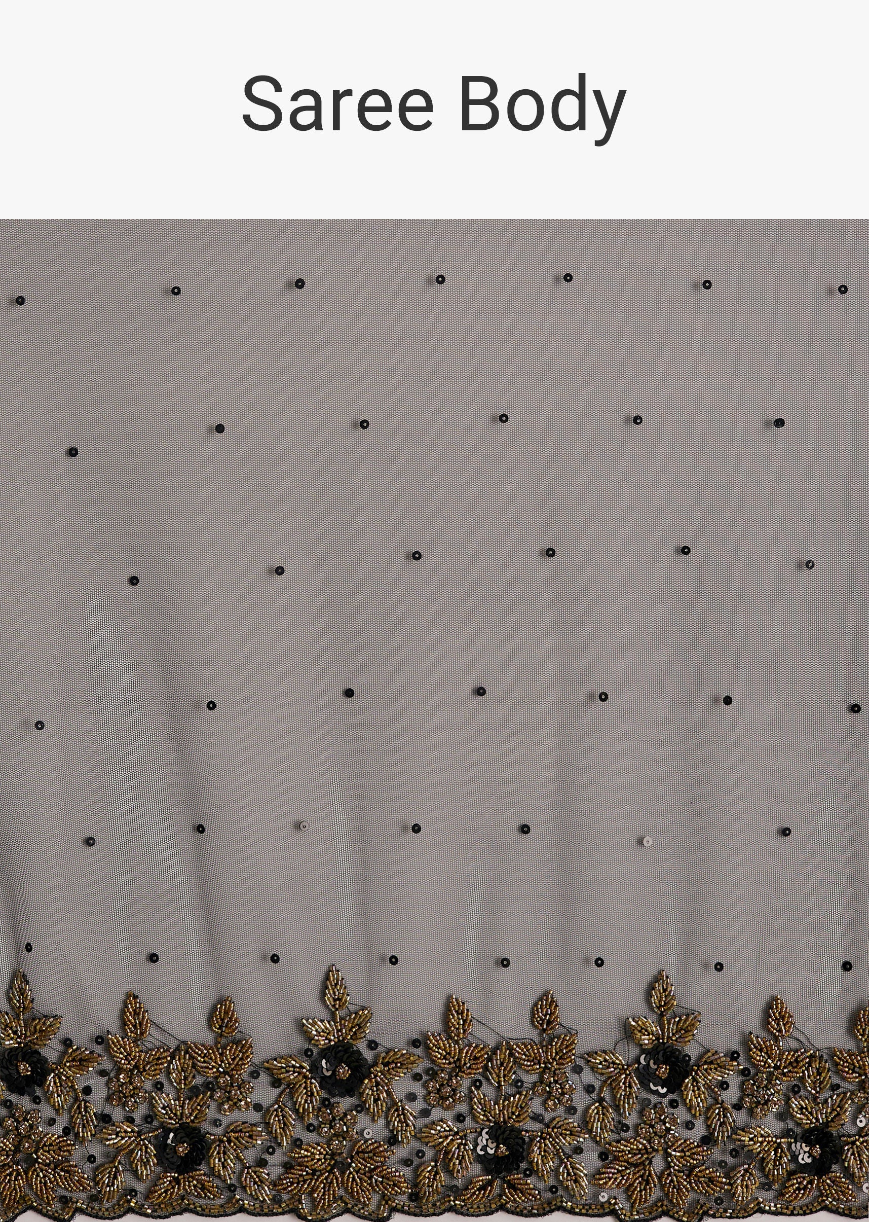 Black Net Saree With Embroidered Border - Image 9