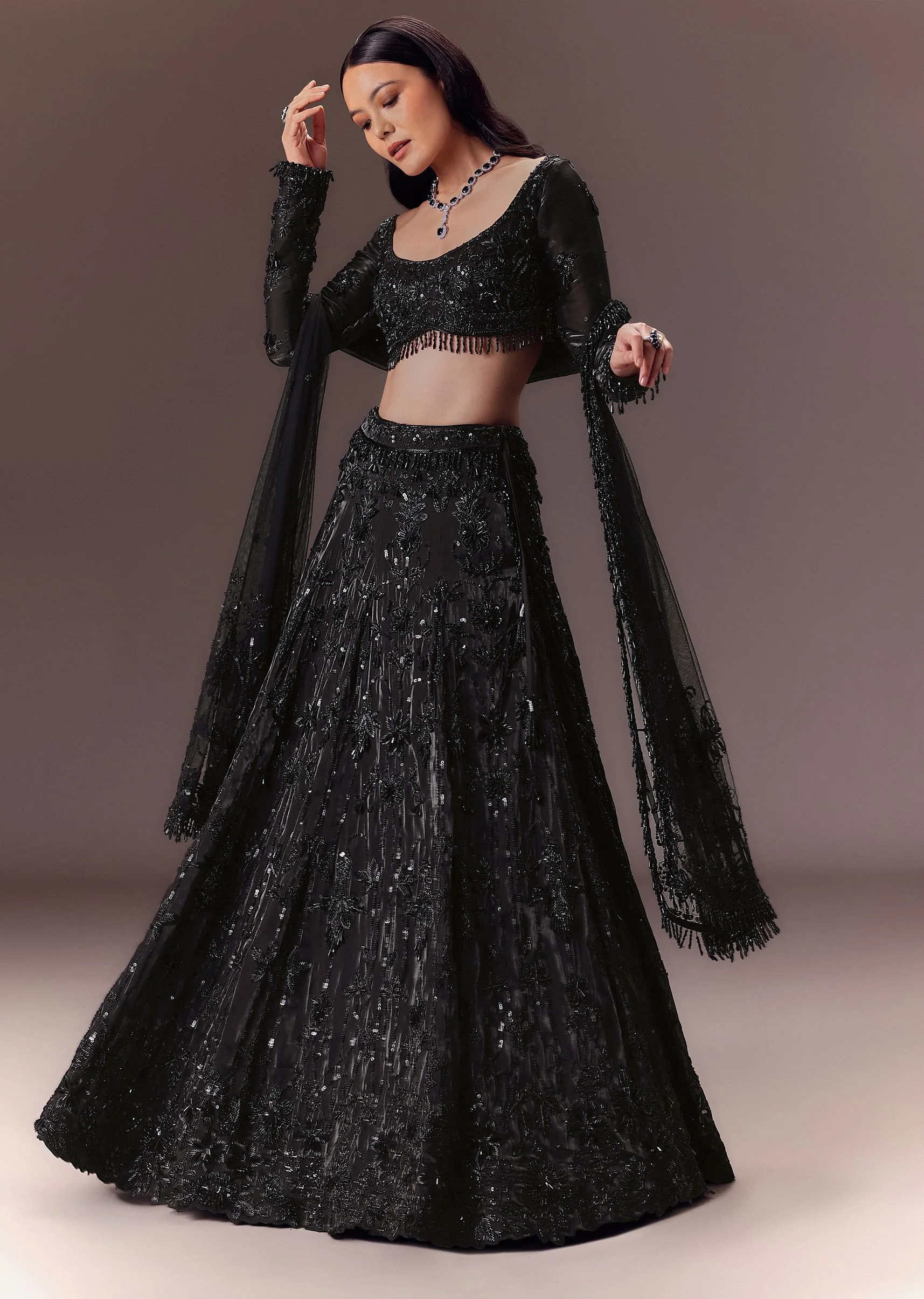Black Organza Lehenga Set - Image 3