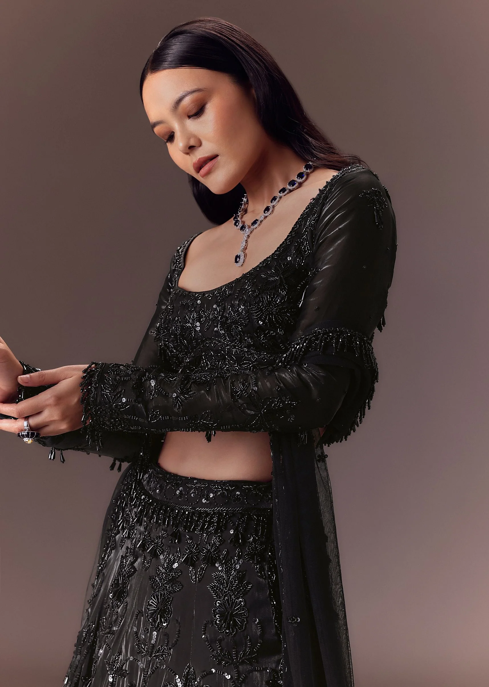 Black Organza Lehenga Set - Image 4